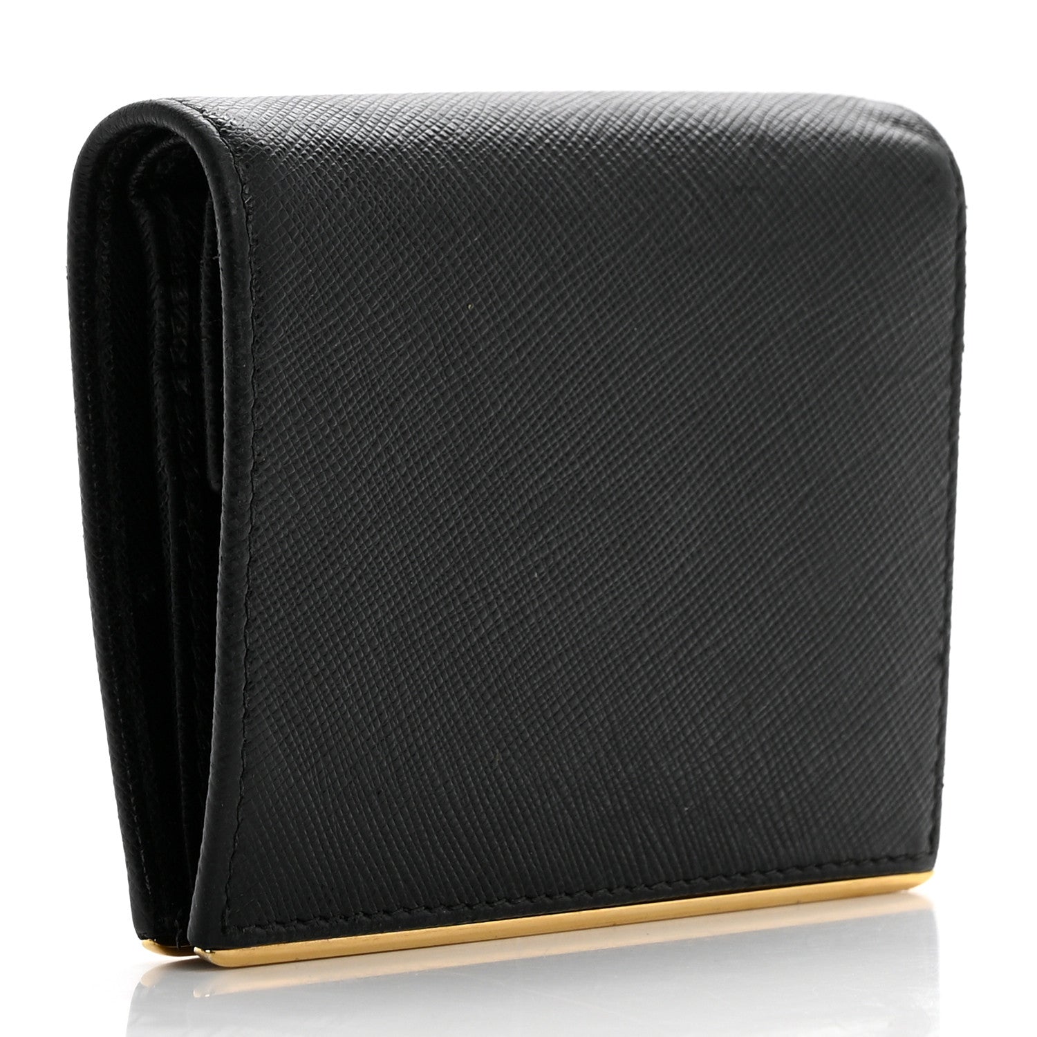 Prada Saffiano Metal Bi-Fold Wallet Black 3 of 9