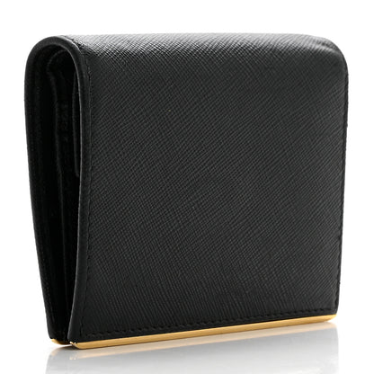 Prada Saffiano Metal Bi-Fold Wallet Black 3 of 9