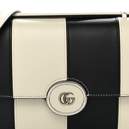 Gucci Senna Calfskin Lines Petite GG Top Handle Shoulder Bag Black Mystic White 8 of 10