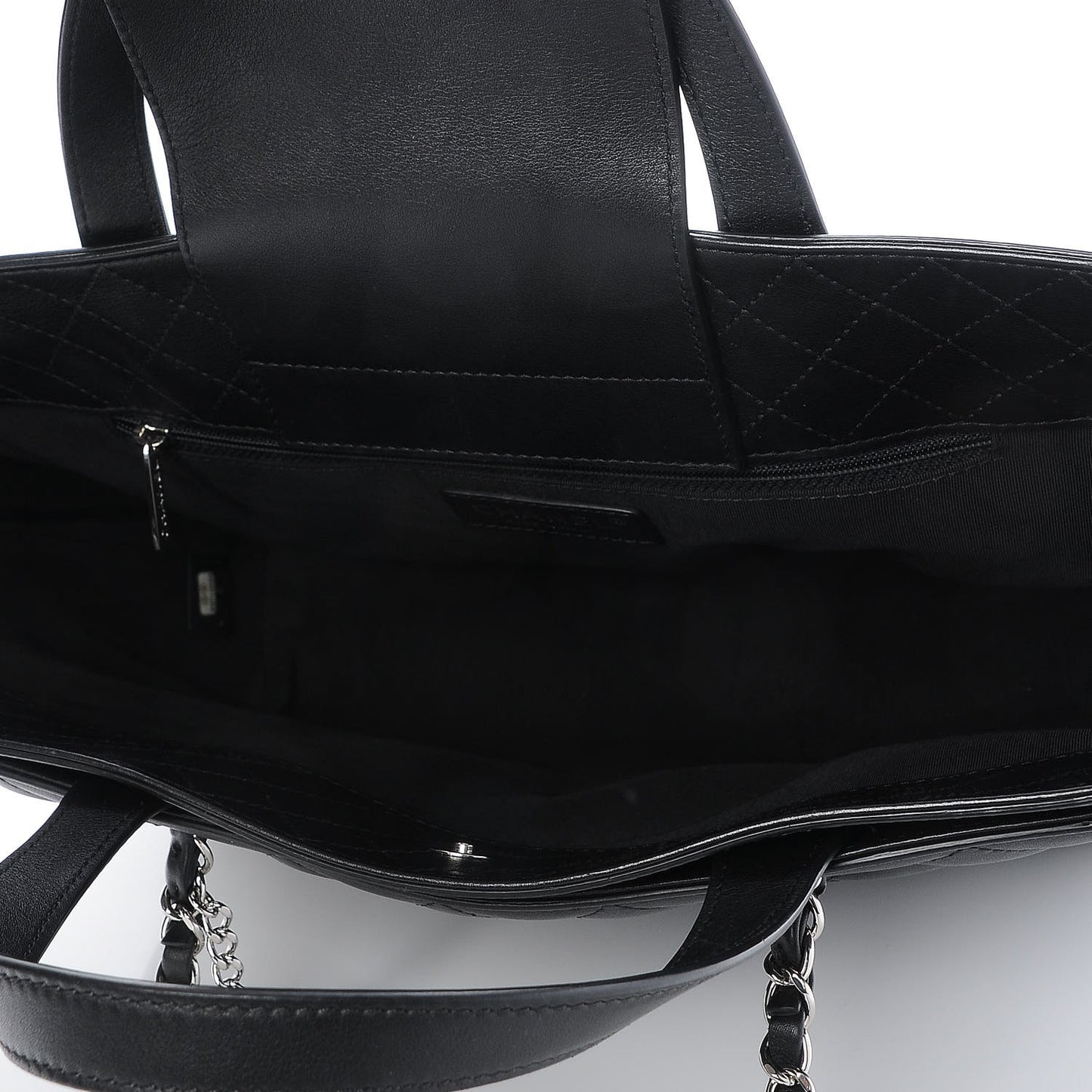 Calfskin Quilted Large Shopping Tote Black