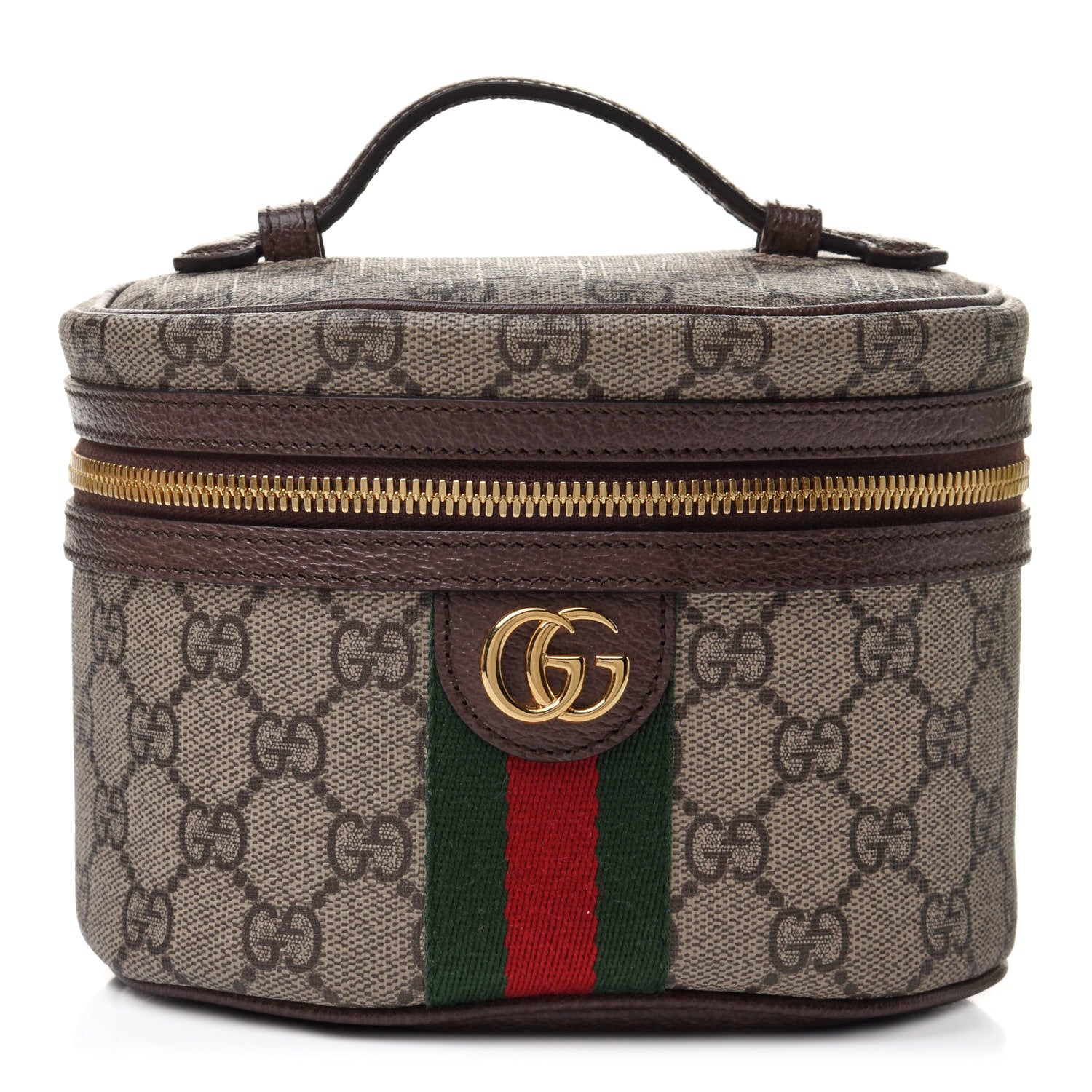 Gucci GG Supreme Monogram Textured Calfskin Web Ophidia Vanity Cosmetic Case Beige Ebony New Acero 1 of 12