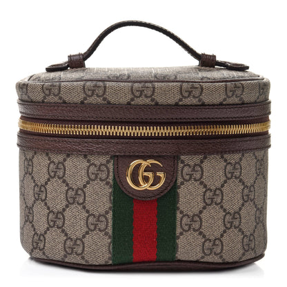 Gucci GG Supreme Monogram Textured Calfskin Web Ophidia Vanity Cosmetic Case Beige Ebony New Acero 1 of 12