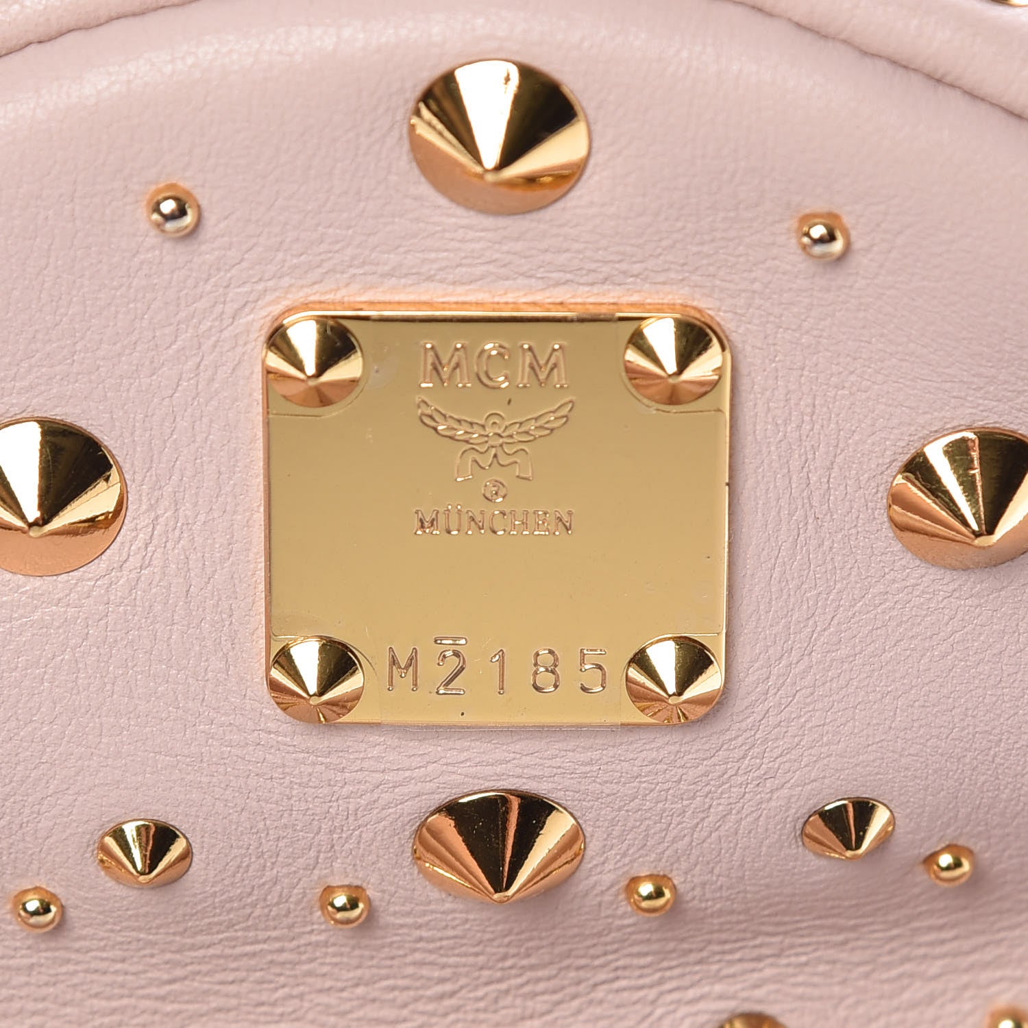MCM Calfskin Stud X-Mini Stark Bebe Boo Backpack Pink 8 of 12
