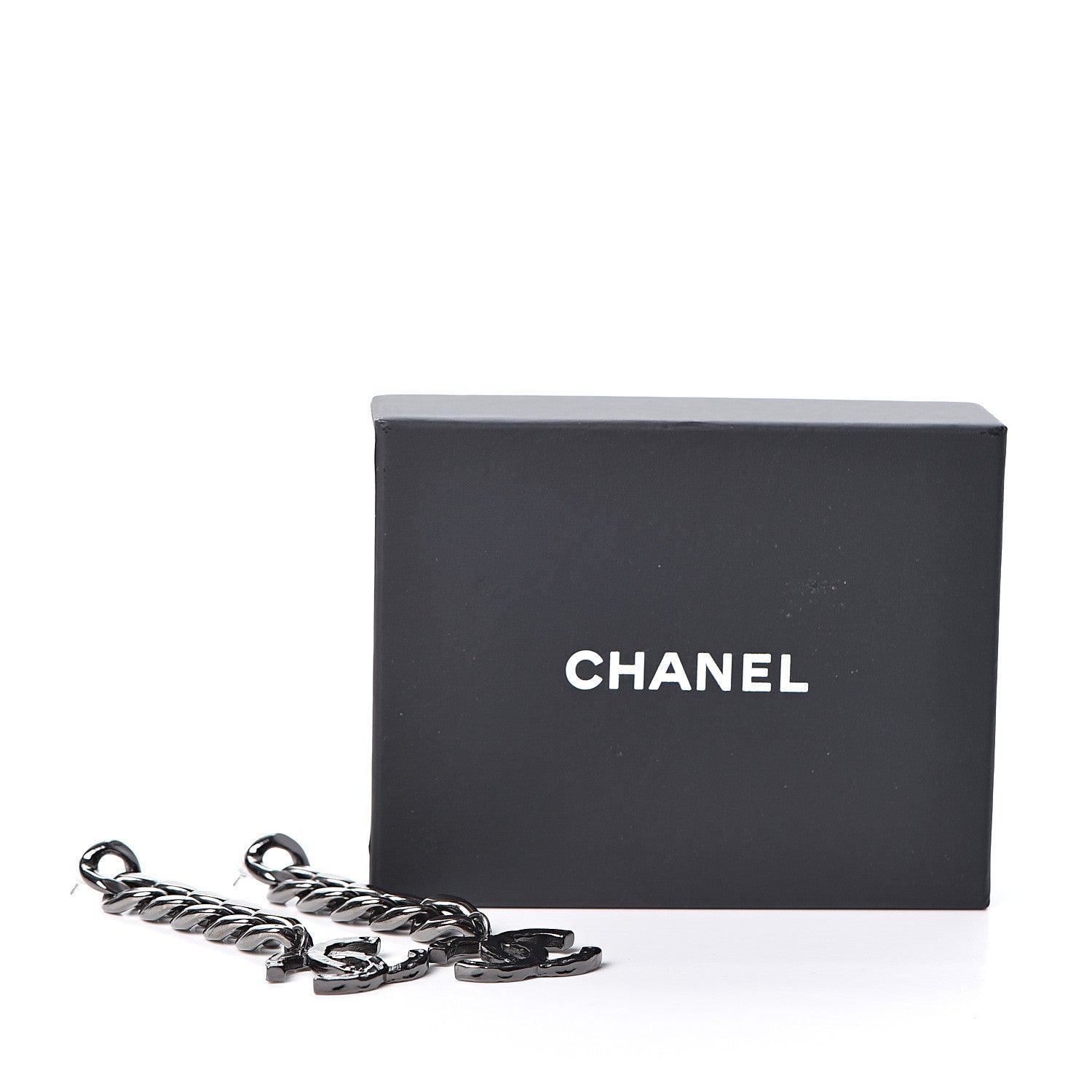Chanel Metal CC Pick Drop Earrings Ruthenium 5 of 5