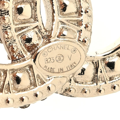 Chanel Crystal Timeless CC Earrings Light Gold 4 of 4