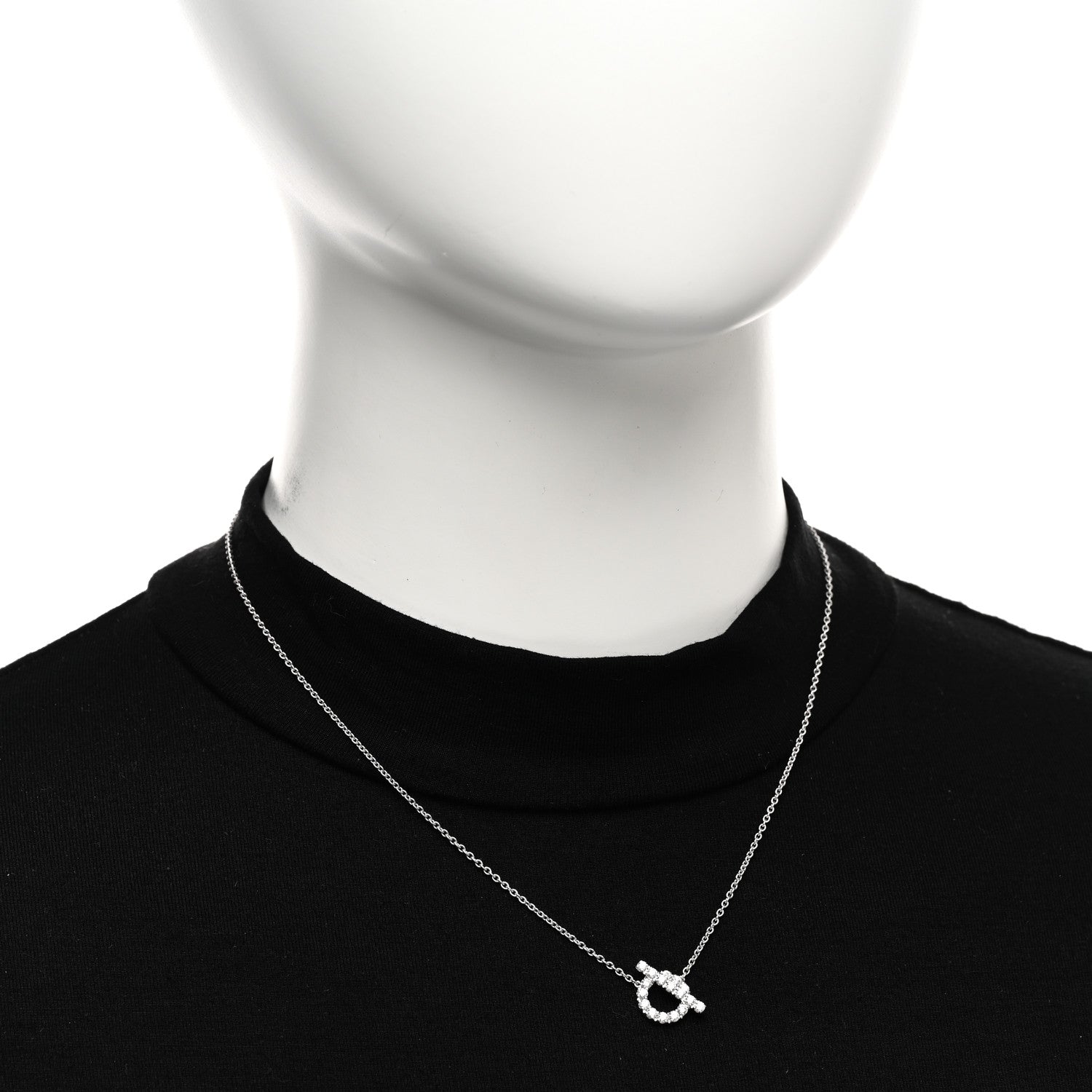 Hermes 18K White Gold Diamond Finesse Pendant Necklace 2 of 5