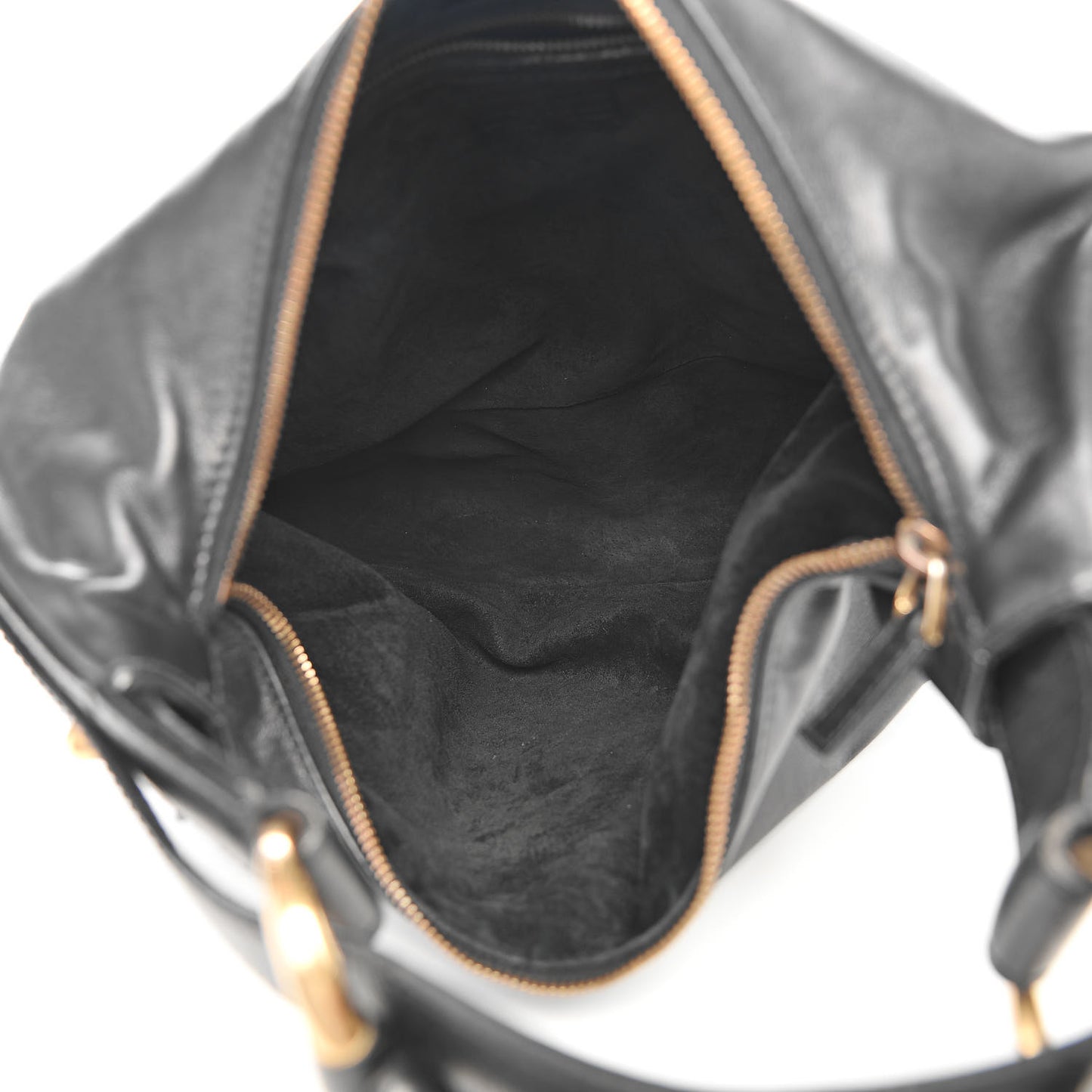 Calfskin Medium Horsebit Chain Hobo Black