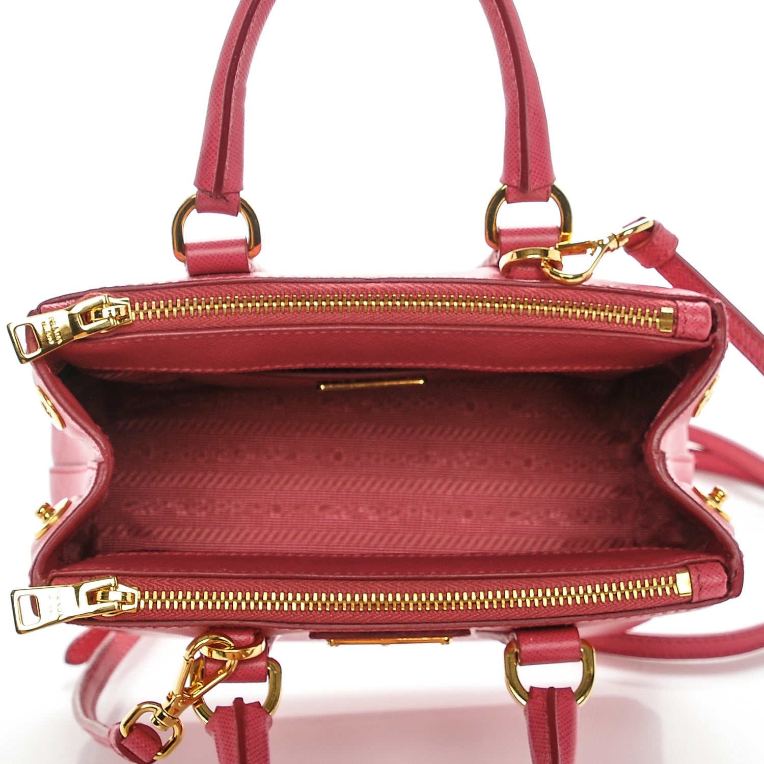 Prada Saffiano Lux Micro Galleria Double Zip Tote Peonia 5 of 7