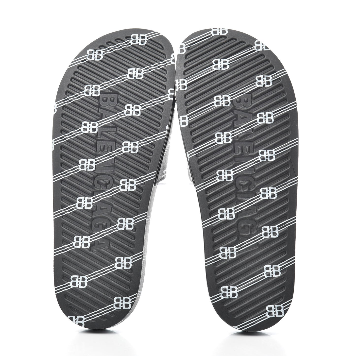 Rubber License Logo Print Mens Pool Slide Sandals 41 Black White