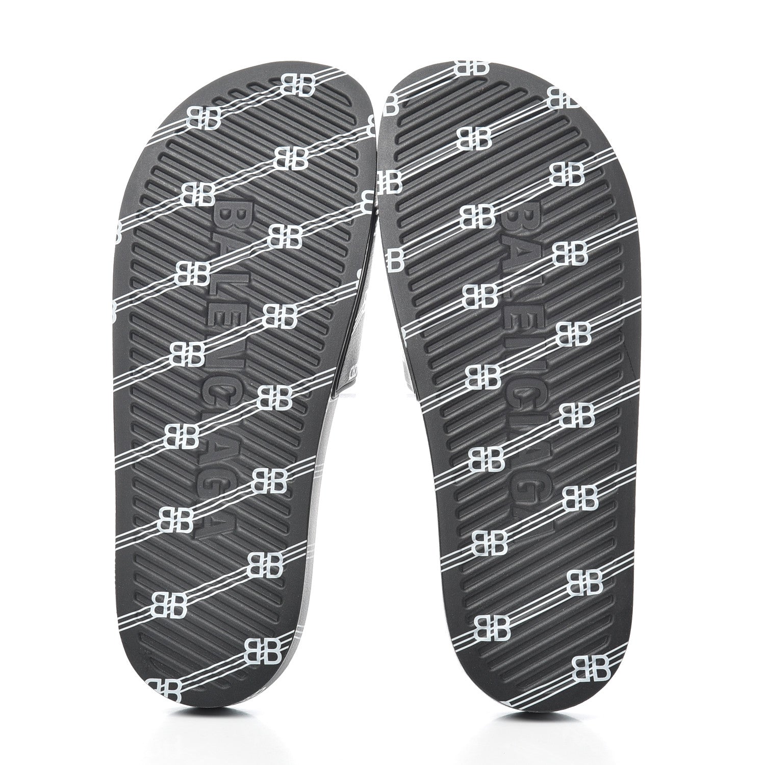 Balenciaga Rubber License Logo Print Mens Pool Slide Sandals 41 Black White 5 of 9