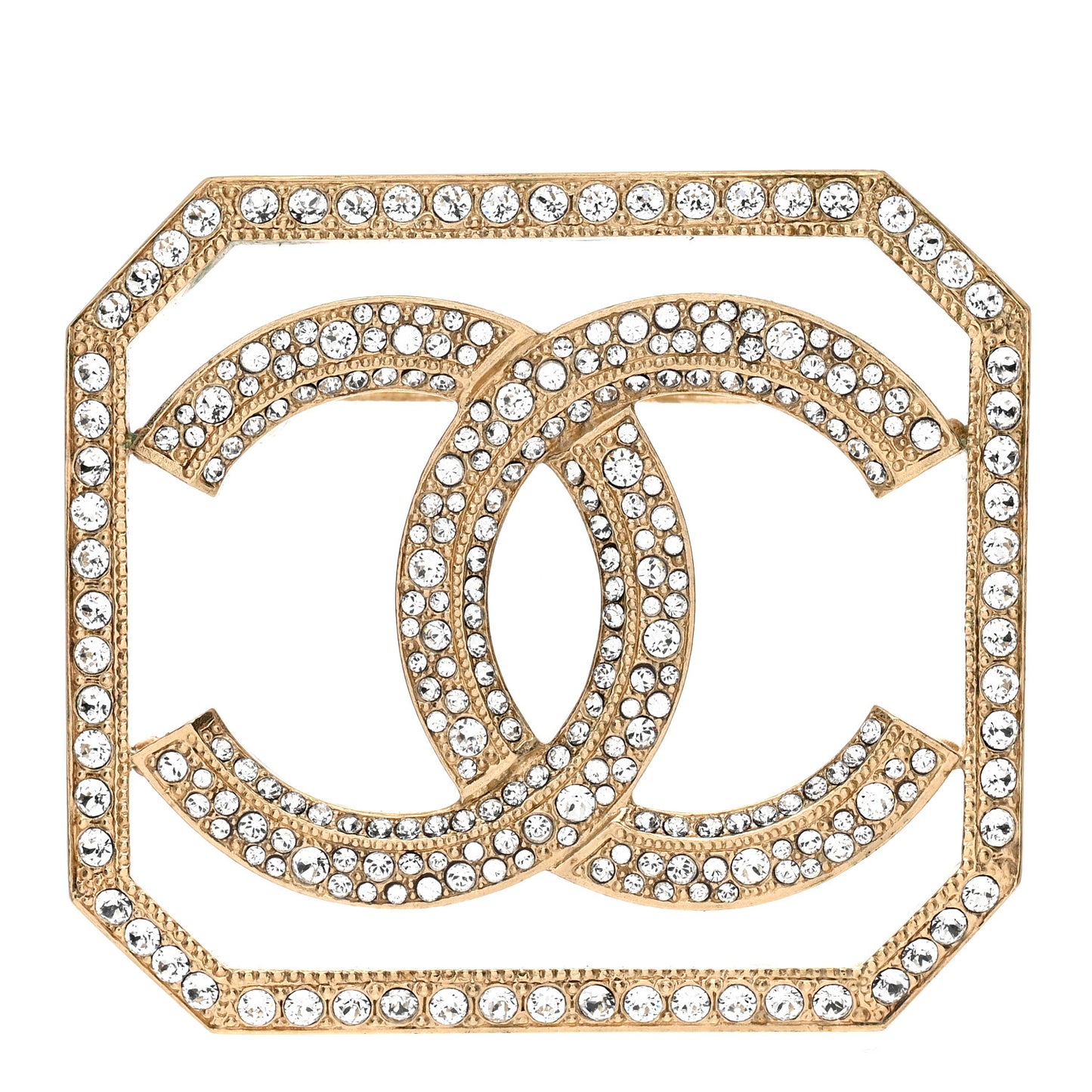 Crystal CC Brooch Gold