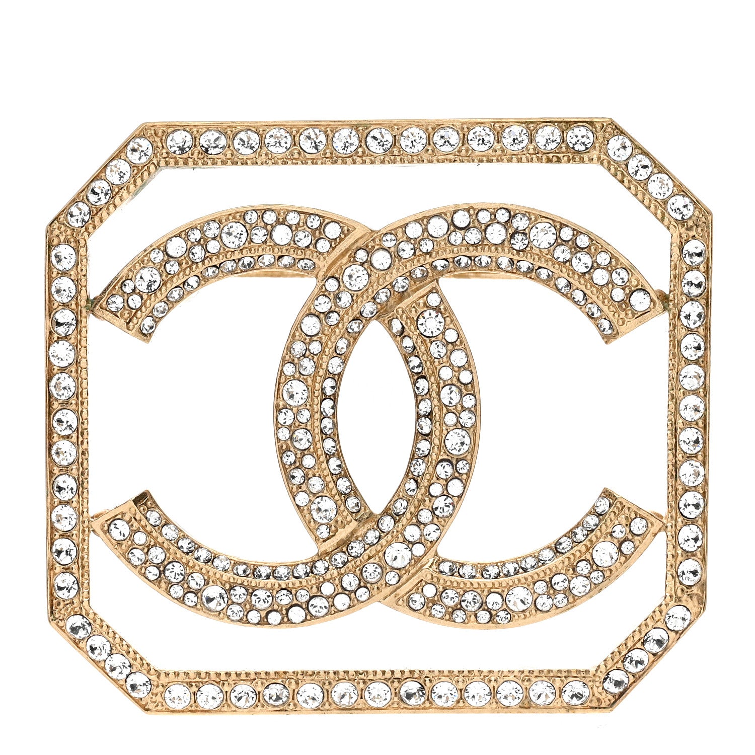 Chanel Crystal CC Brooch Gold 1 of 4