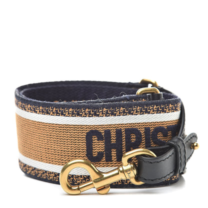 Christian Dior Canvas Embroidered Shoulder Strap Chocolate Multicolor 1 of 5