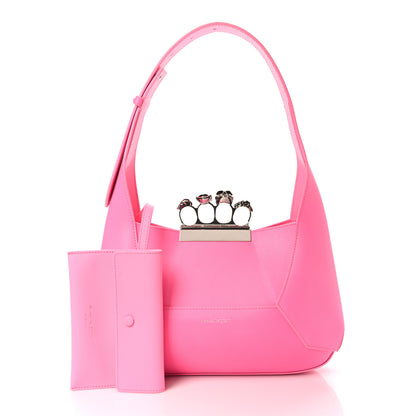 Alexander McQueen Smooth Calfskin Jeweled Hobo Bag Fluo Pink 3 of 9