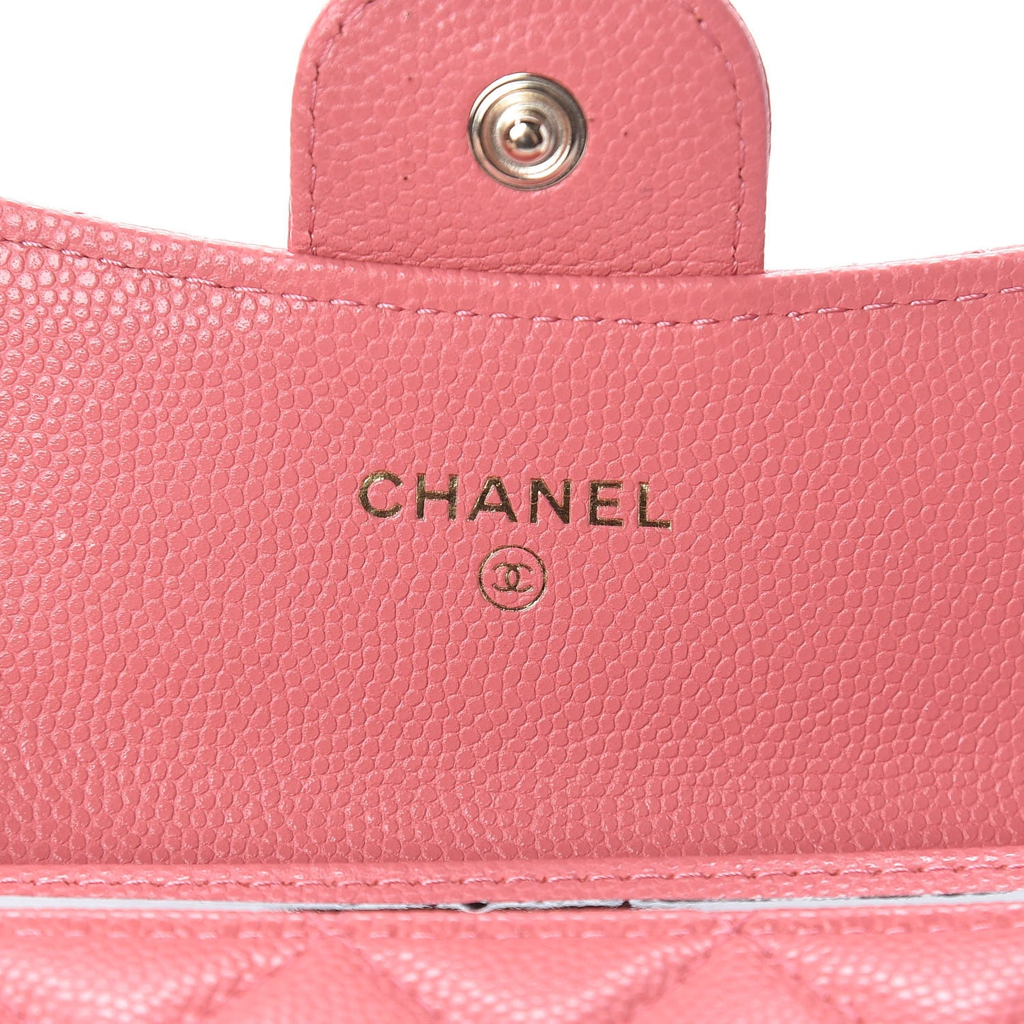 Caviar Quilted Flap Card Holder Wallet Pink