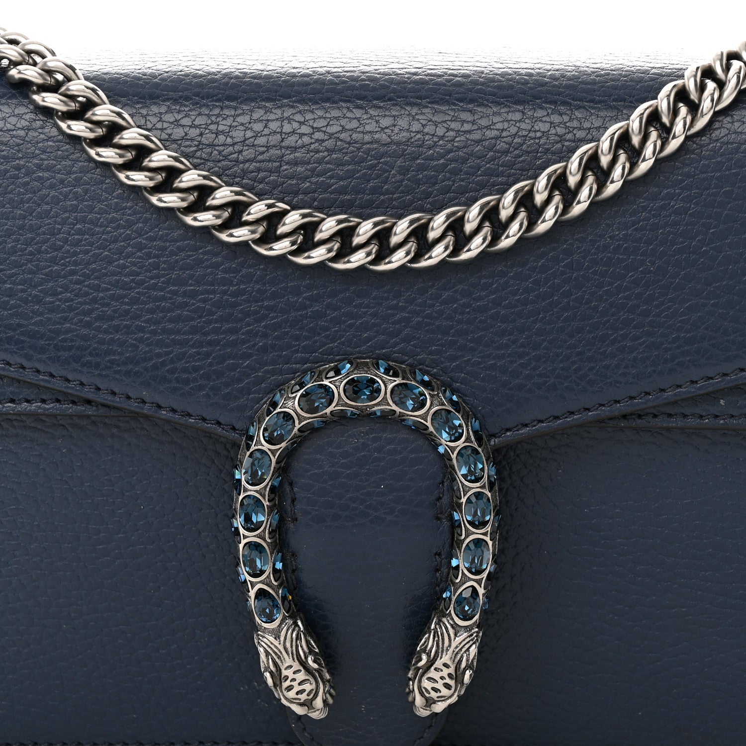 Gucci Dollar Calfskin Crystal Small Dionysus Shoulder Bag Blue Agata Montana Sapphire 9 of 19