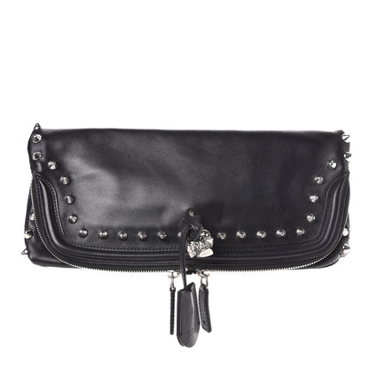 Alexander McQueen Calfskin Studded Padlock Skull Clutch Black 1 of 7