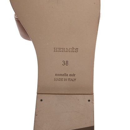 Hermes Box Calfskin Oran Sandals 38 Gold 8 of 10
