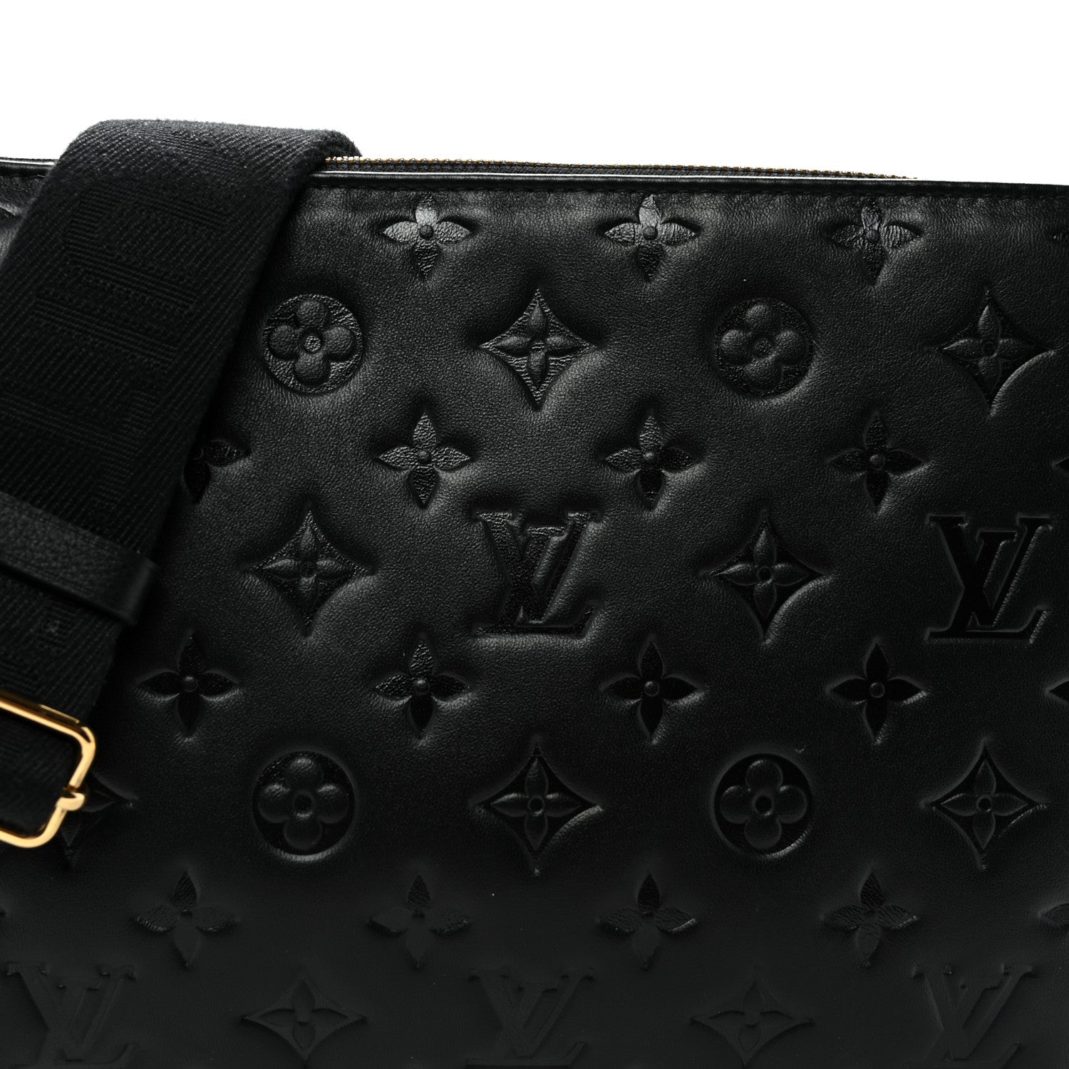 Louis Vuitton Lambskin Embossed Monogram Coussin PM Black 1886639