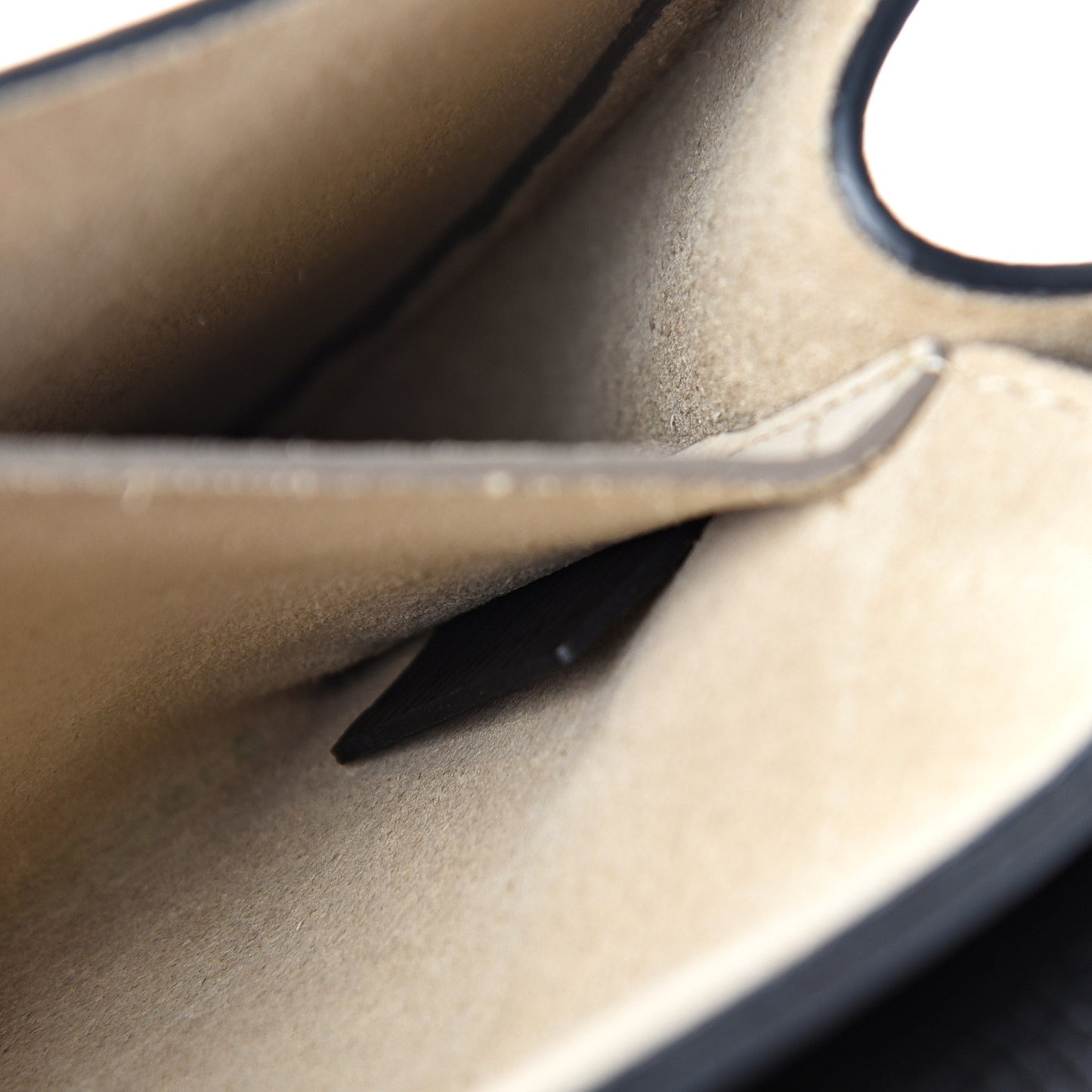 Grained Calfskin Lambskin Mini Bi-Color Drew Shoulder Bag Black Powder Beige