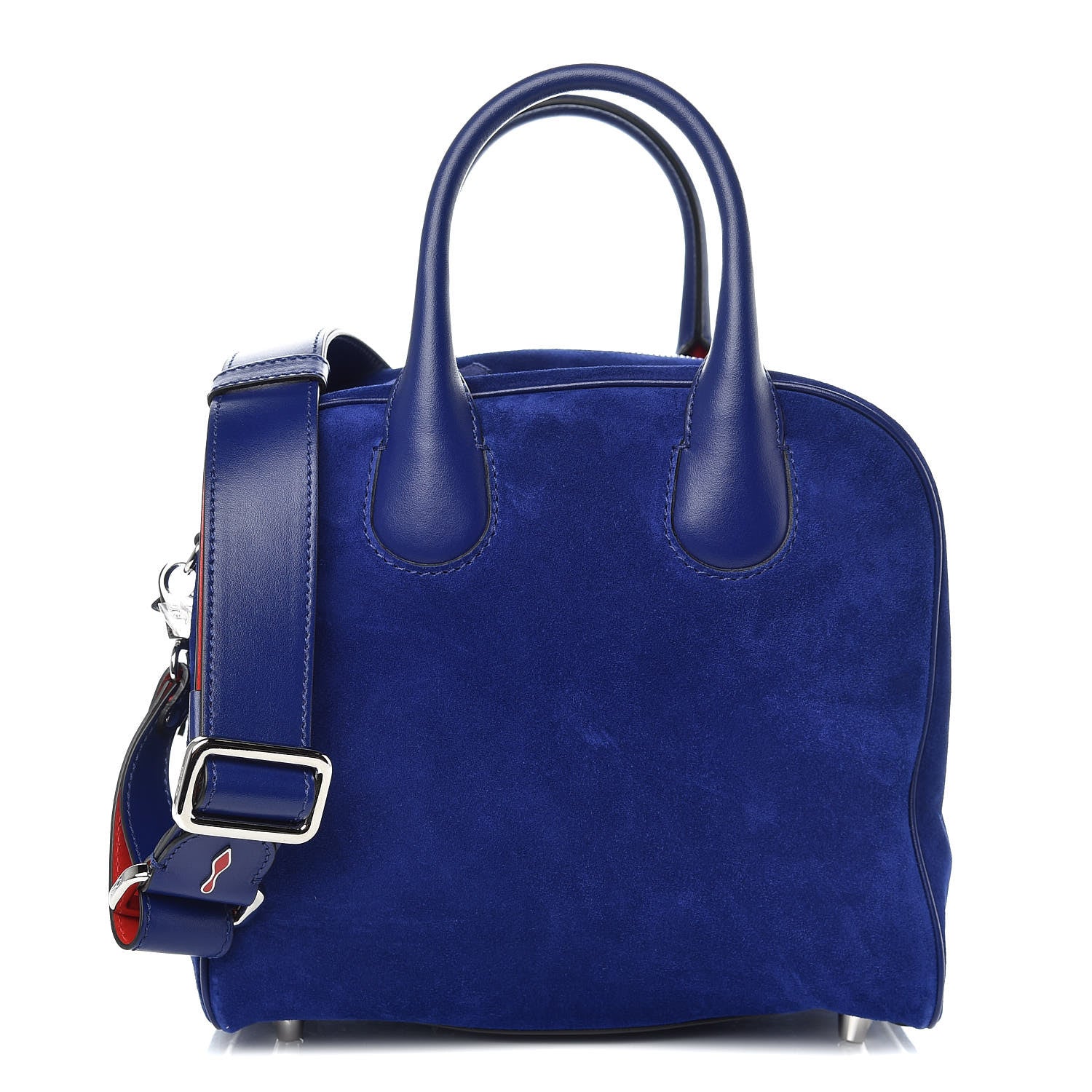 Christian Louboutin Suede Calfskin Small Marie Jane Top Handle Nomade Blue 1 of 14