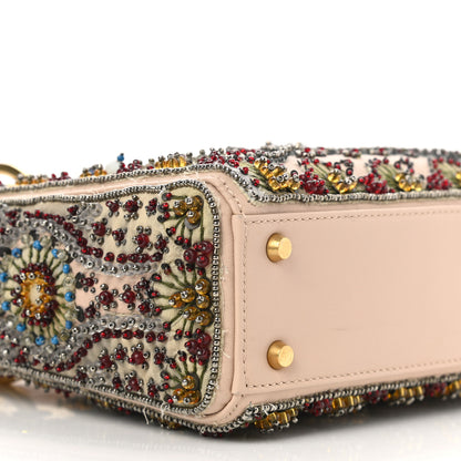 Christian Dior Calfskin Beaded Mini Lady Dior Beige Multicolor 9 of 11