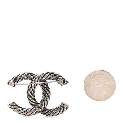 Chanel Ruthenium Twisted CC Brooch Silver 2 of 4