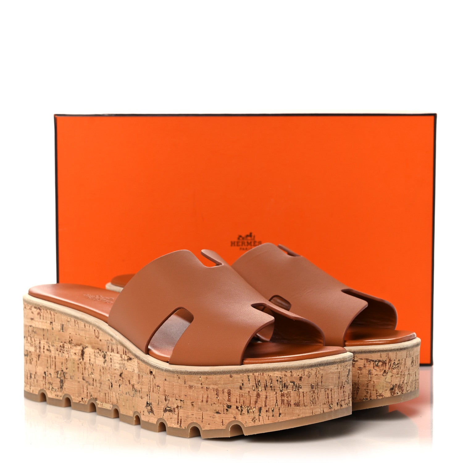 Hermes Calfskin Cork Eze 30 Sandals 41 Marron Glaise 9 of 9