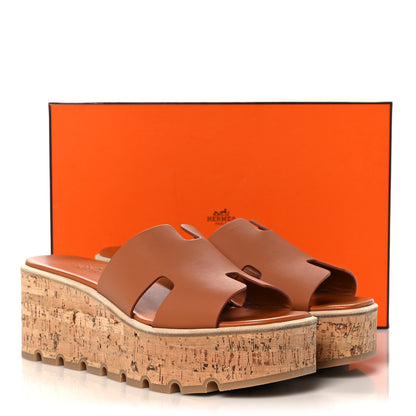 Hermes Calfskin Cork Eze 30 Sandals 41 Marron Glaise 9 of 9