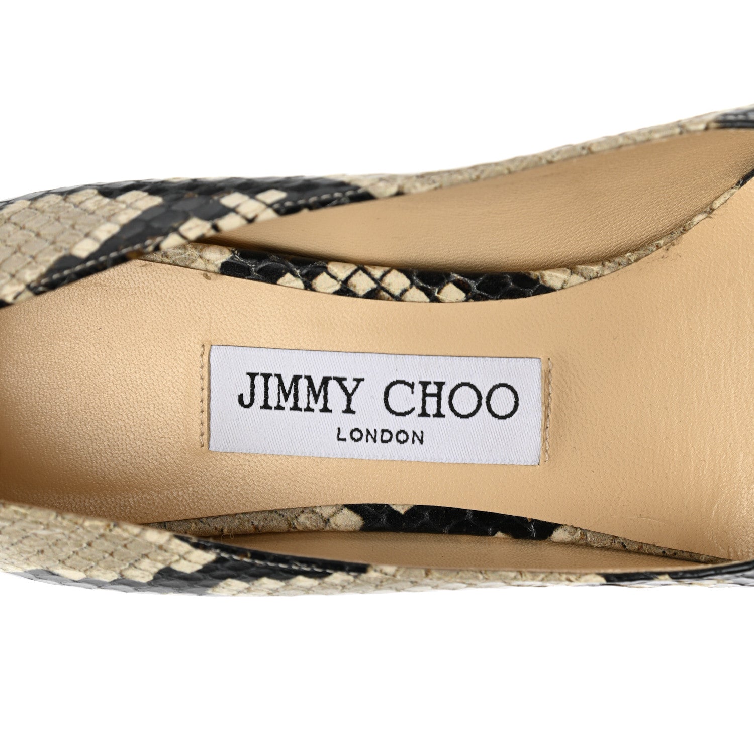 Jimmy Choo Calfskin Snake Print Rene 65 Pumps 37.5 Natural 7 of 7
