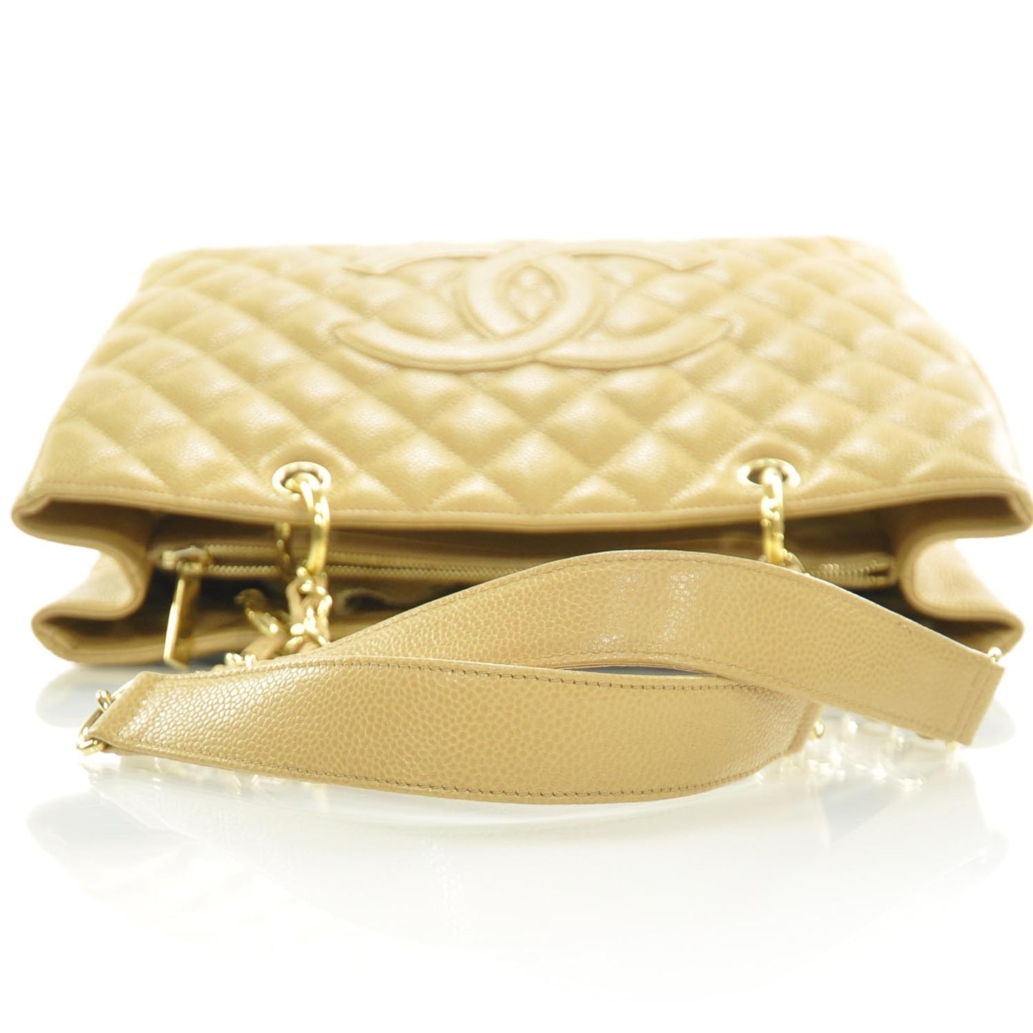 Caviar Quilted Grand Shopping Tote GST Beige