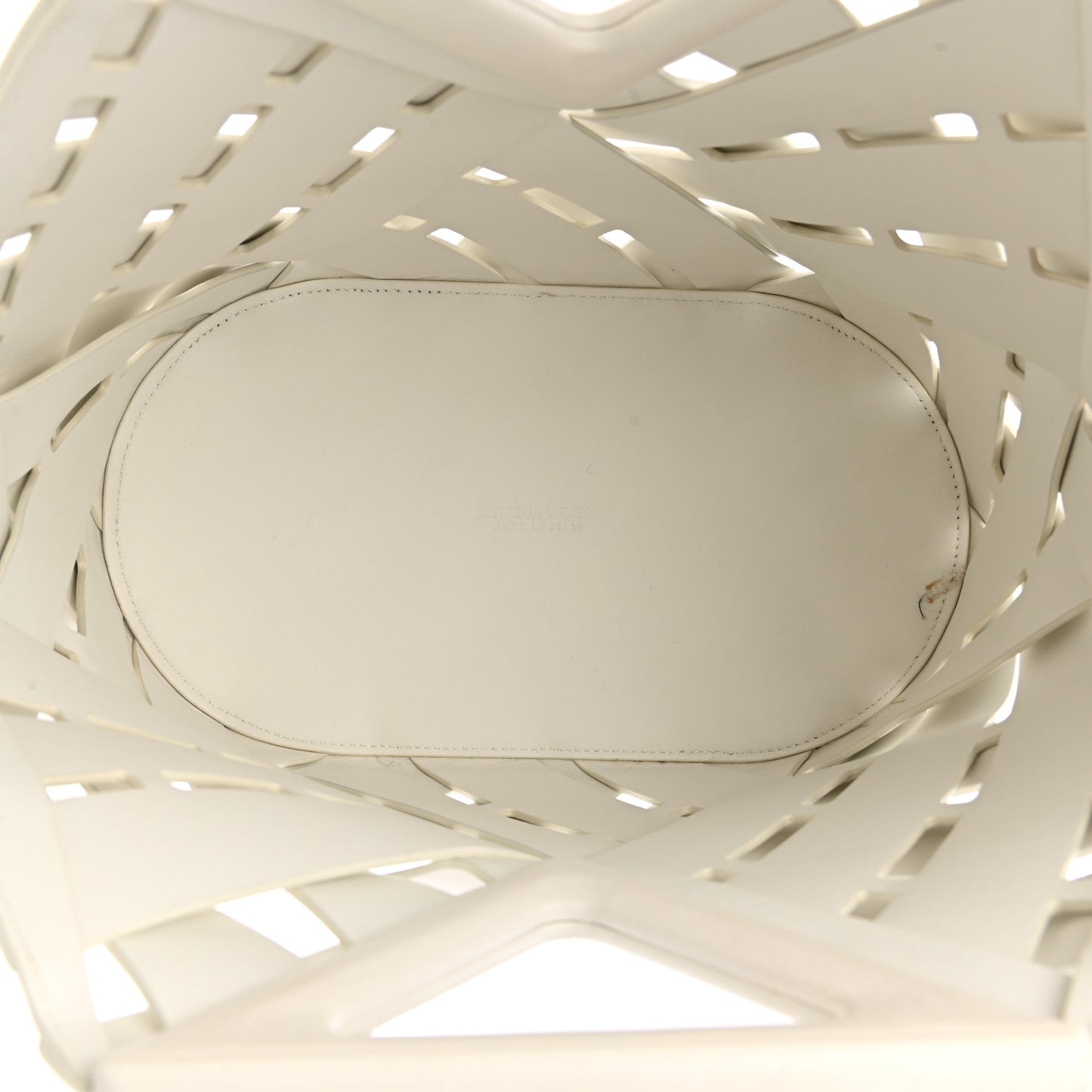 Calfskin The Point Weave Triangle Bag Chalk