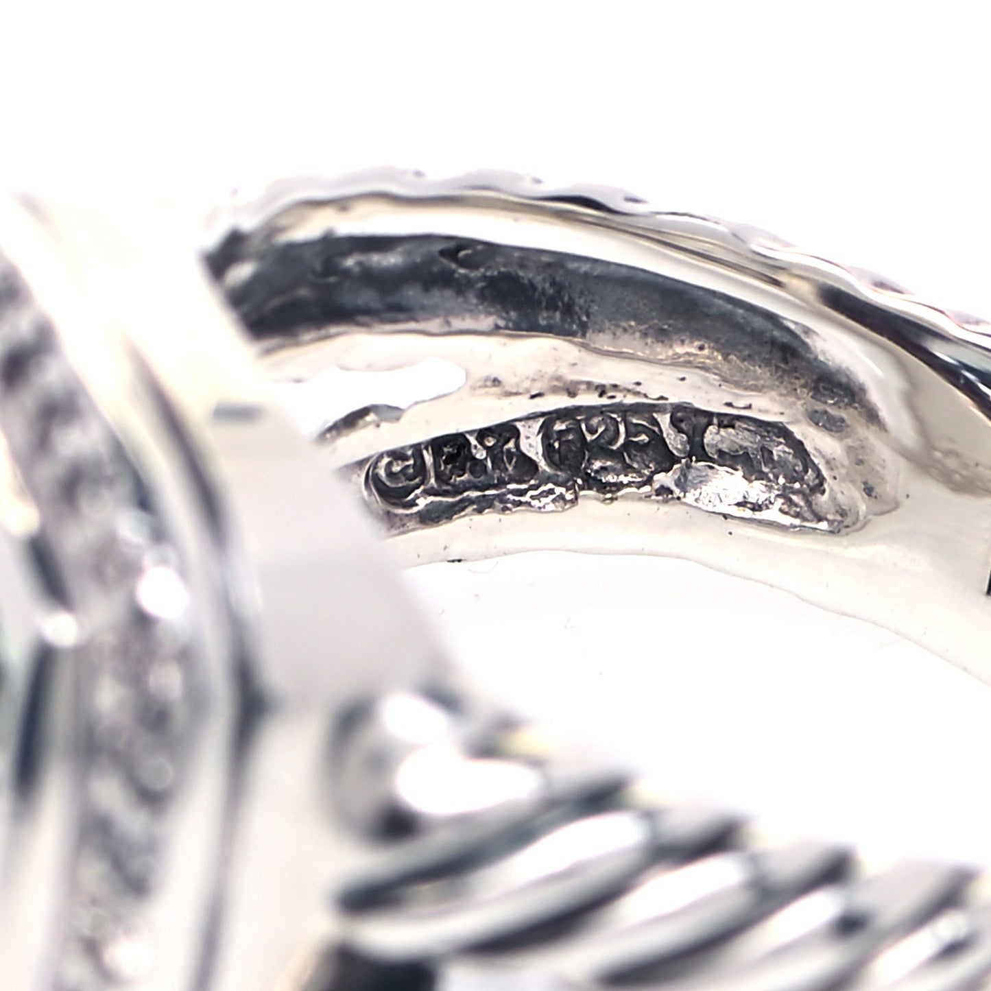 Sterling Silver Diamond Prasiolite 11mm Albion Ring 52 6