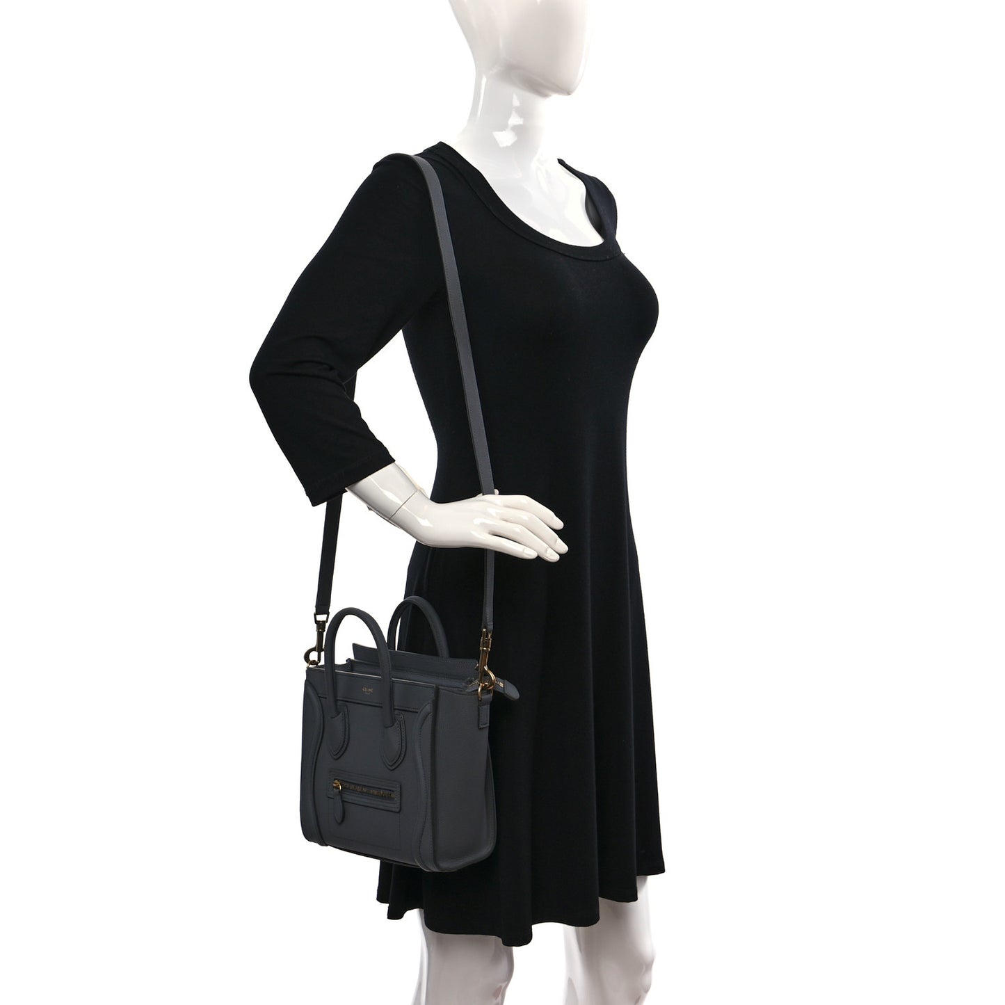 Drummed Calfskin Nano Luggage Kohl