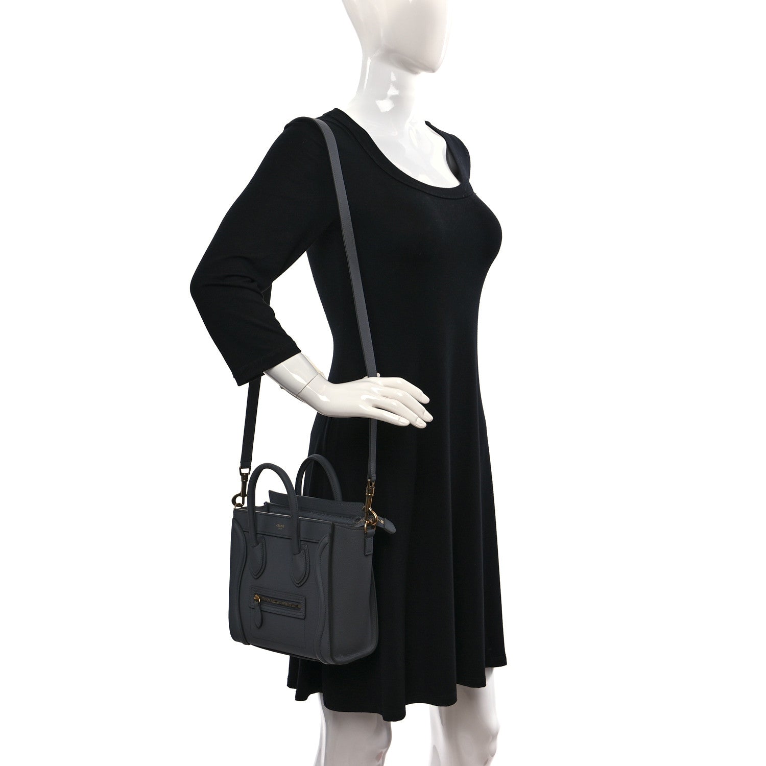 Celine Drummed Calfskin Nano Luggage Kohl 2 of 11