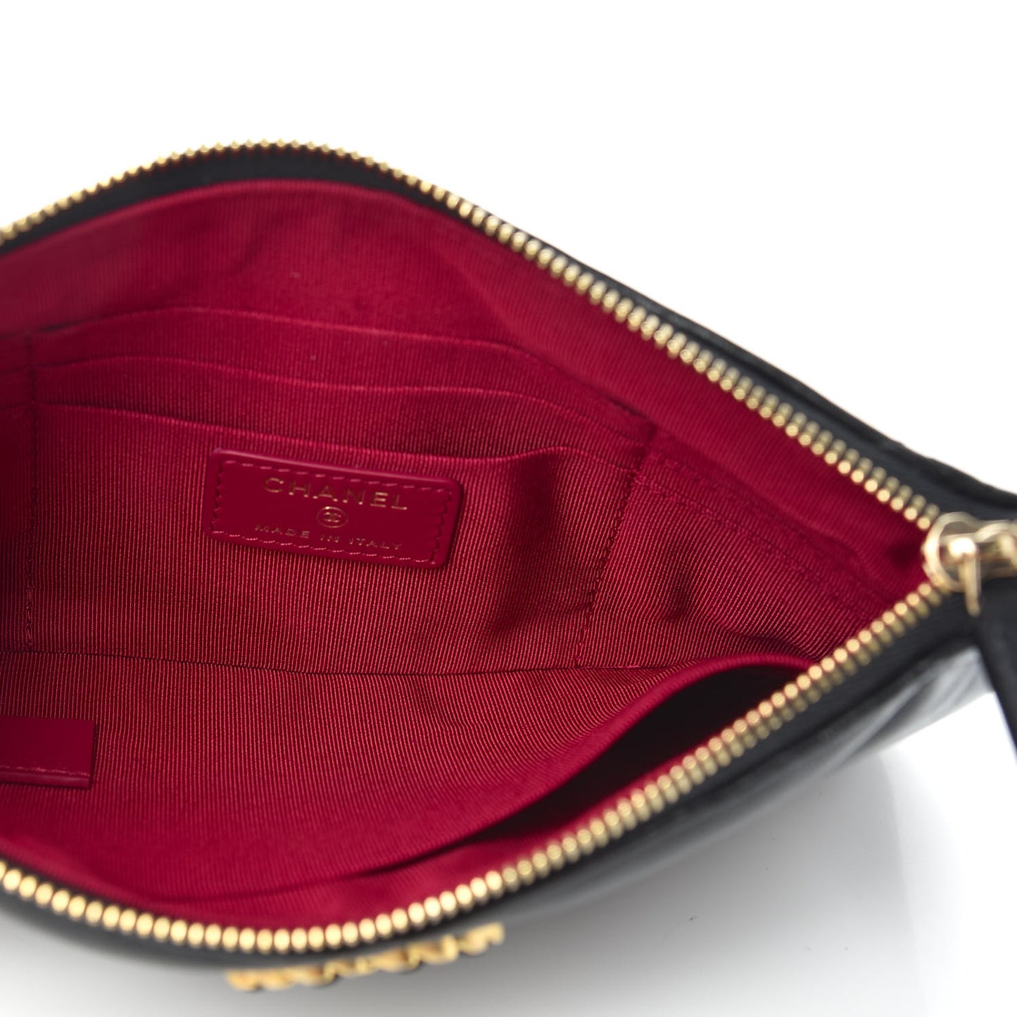 Shiny Goatskin Quilted Small Chanel 19 Pouch Black