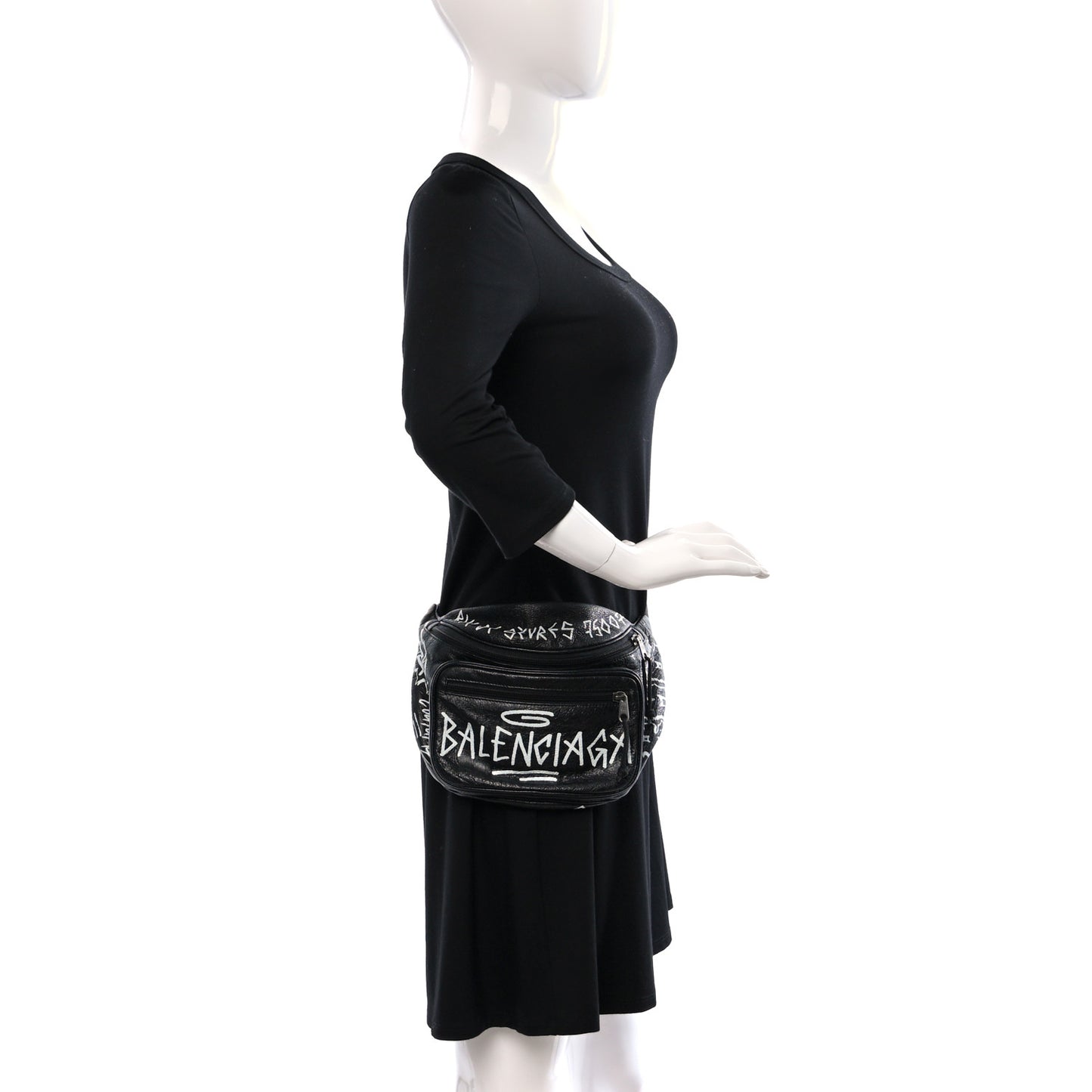 Agneau Arena Graffiti All Over Explorer Belt Bag Black White