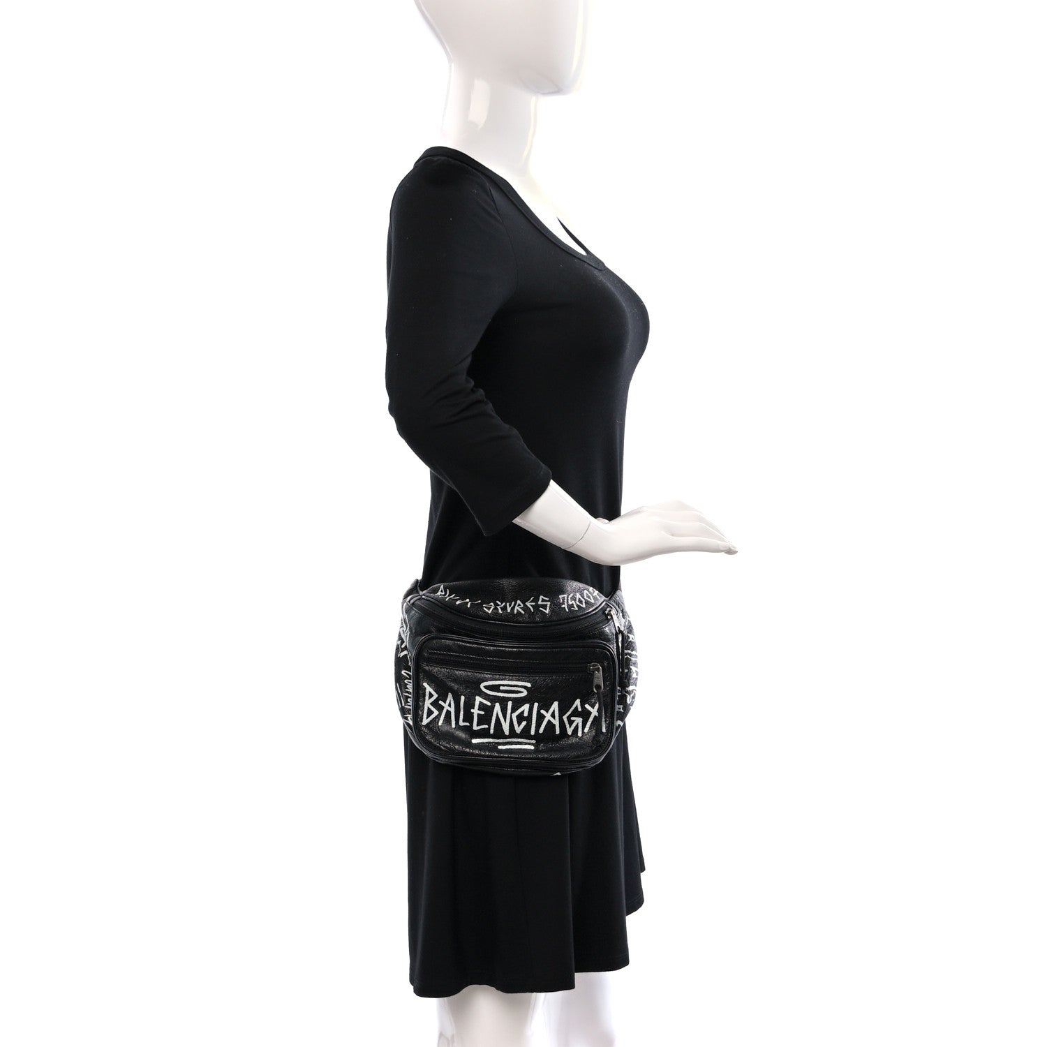 Balenciaga Agneau Arena Graffiti All Over Explorer Belt Bag Black White 2 of 8