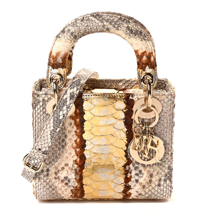Christian Dior Snakeskin Mini Lady Dior Beige Gold 1 of 9