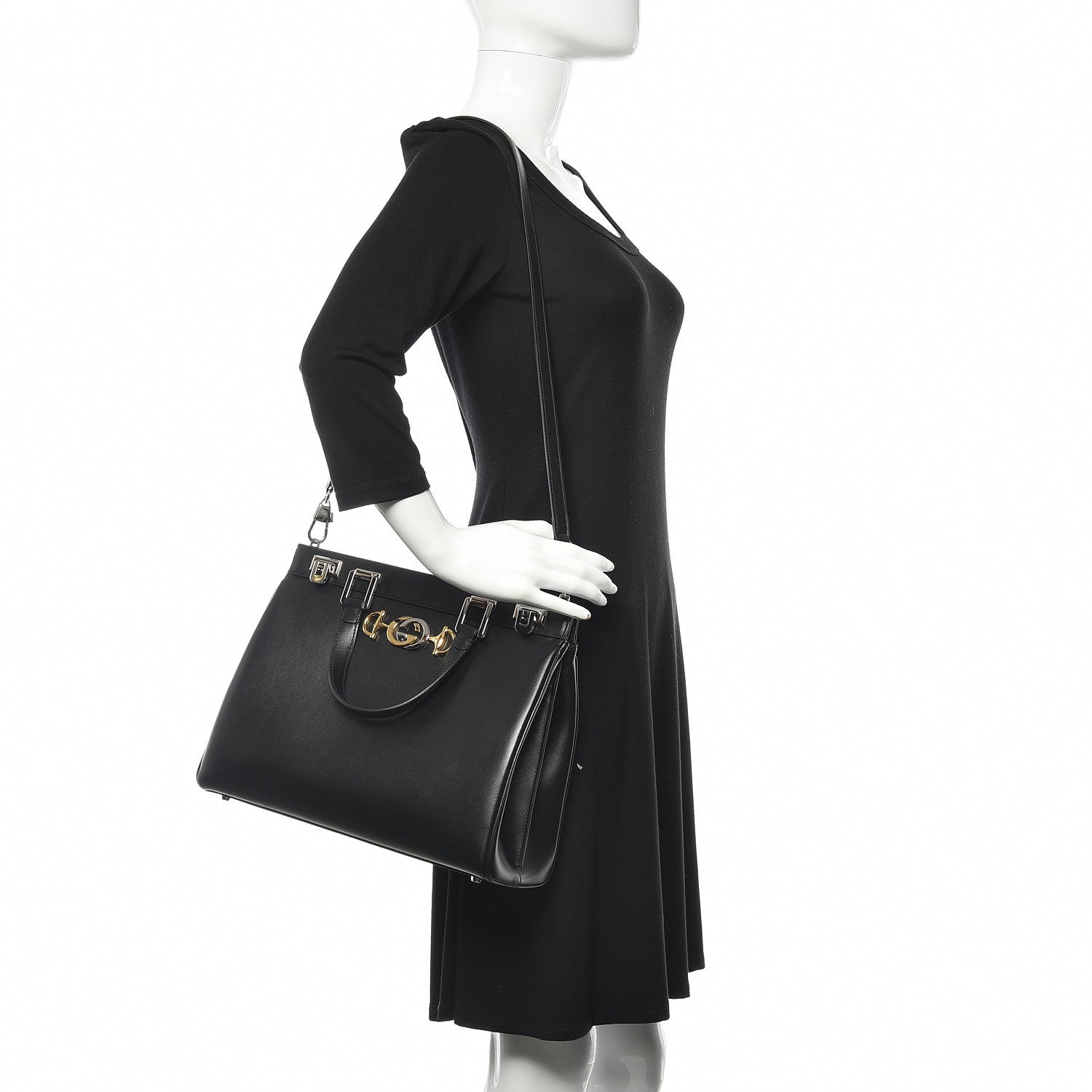 Gucci Smooth Calfskin Medium Zumi Top Handle Bag Black 2 of 12