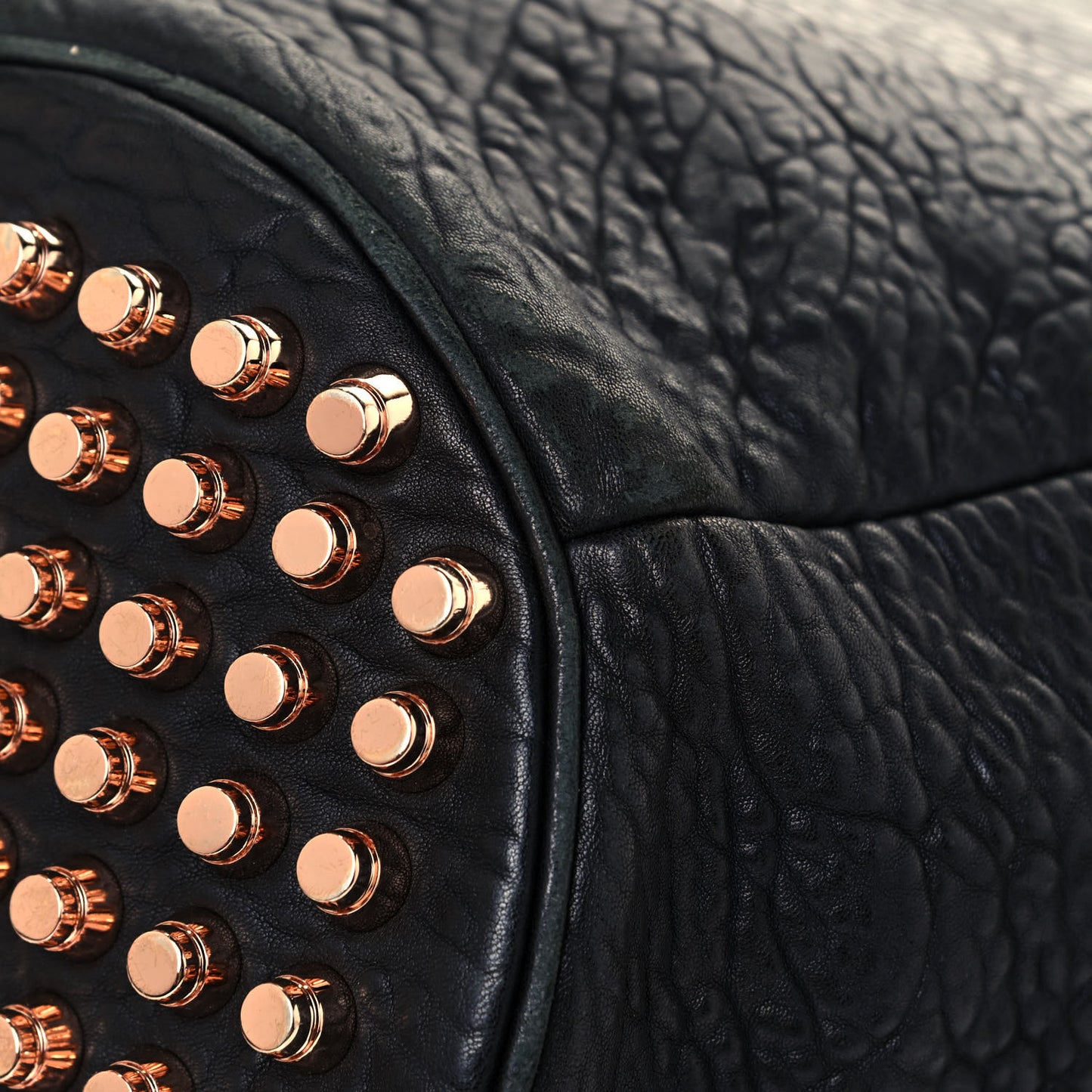 Pebbled Lambskin Diego Bucket Black Rose Gold Hardware