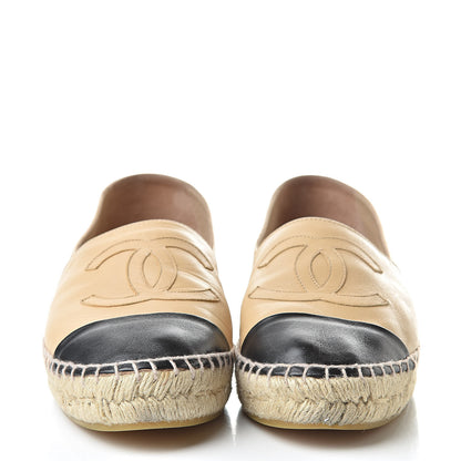 Chanel Lambskin CC Espadrilles 38 Beige Black 2 of 12