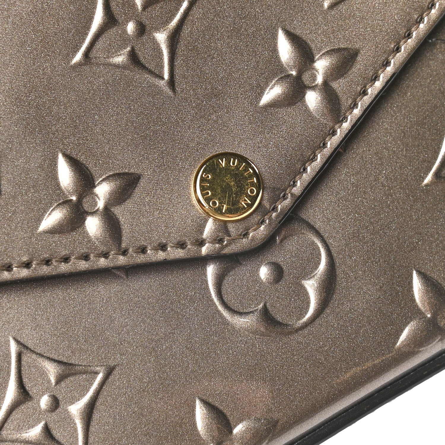Louis Vuitton Vernis Felicie Pochette Chain Wallet Champagne Metallise 11 of 14