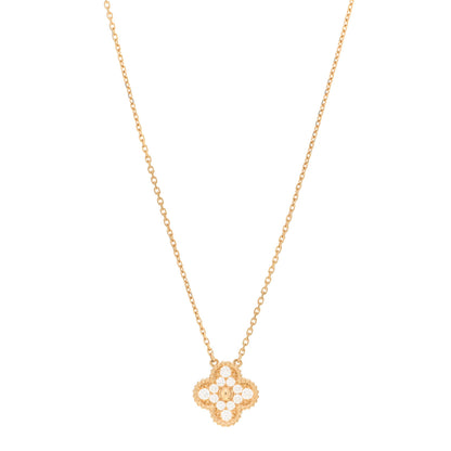 Van Cleef & Arpels 18K Yellow Gold Diamond Vintage Alhambra Pendant Necklace 1 of 6
