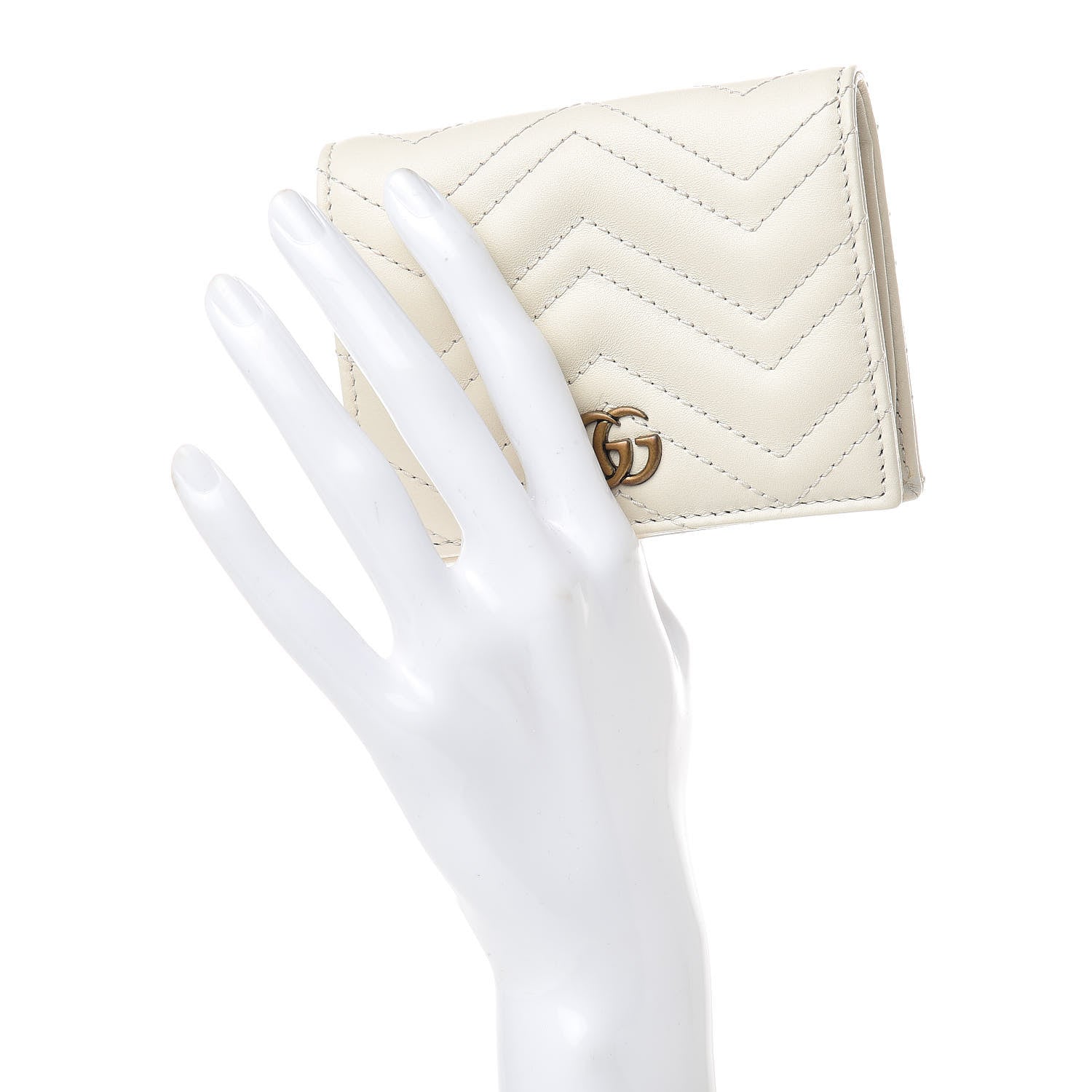Gucci Calfskin Matelasse GG Marmont Card Case White 2 of 7