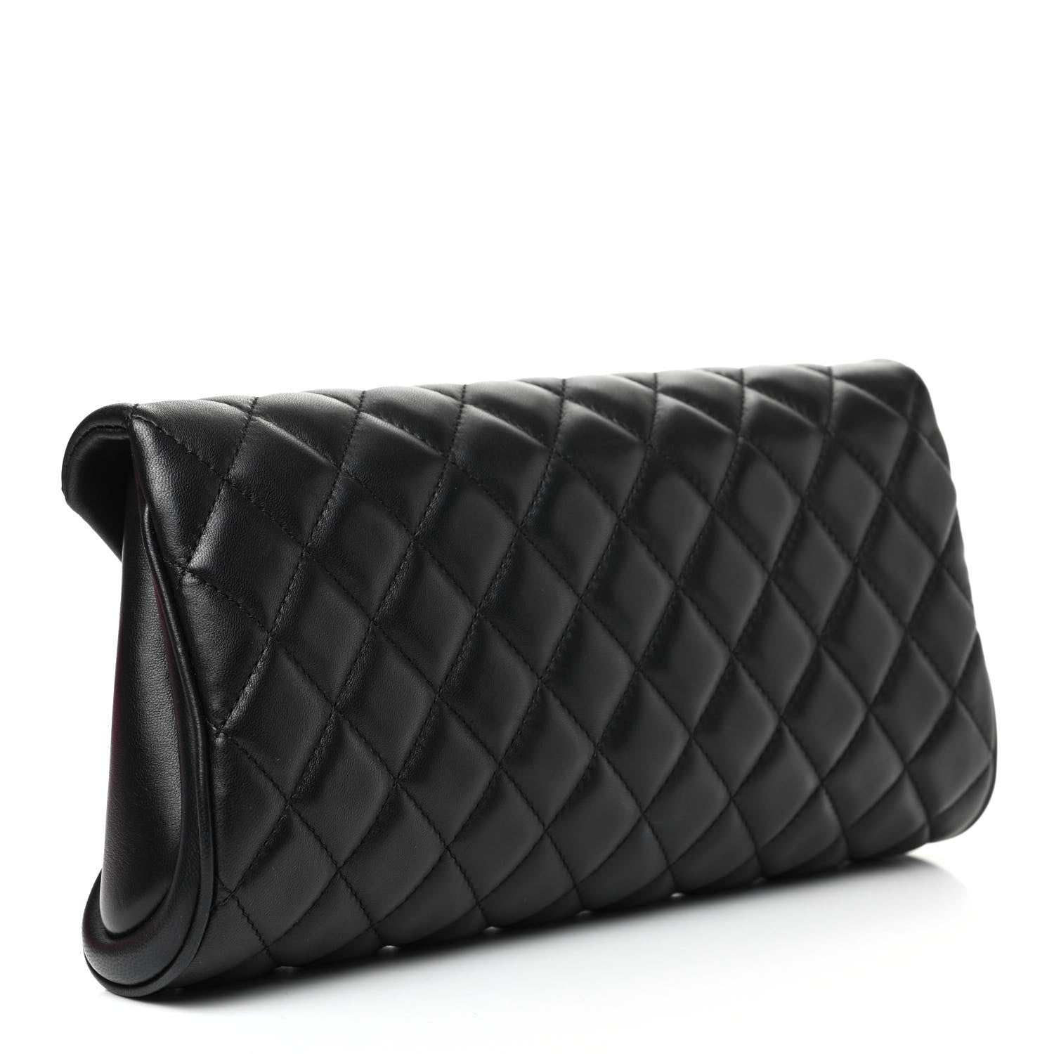 Chanel Lambskin Quilted Fold Up Again Clutch Black 3 of 7