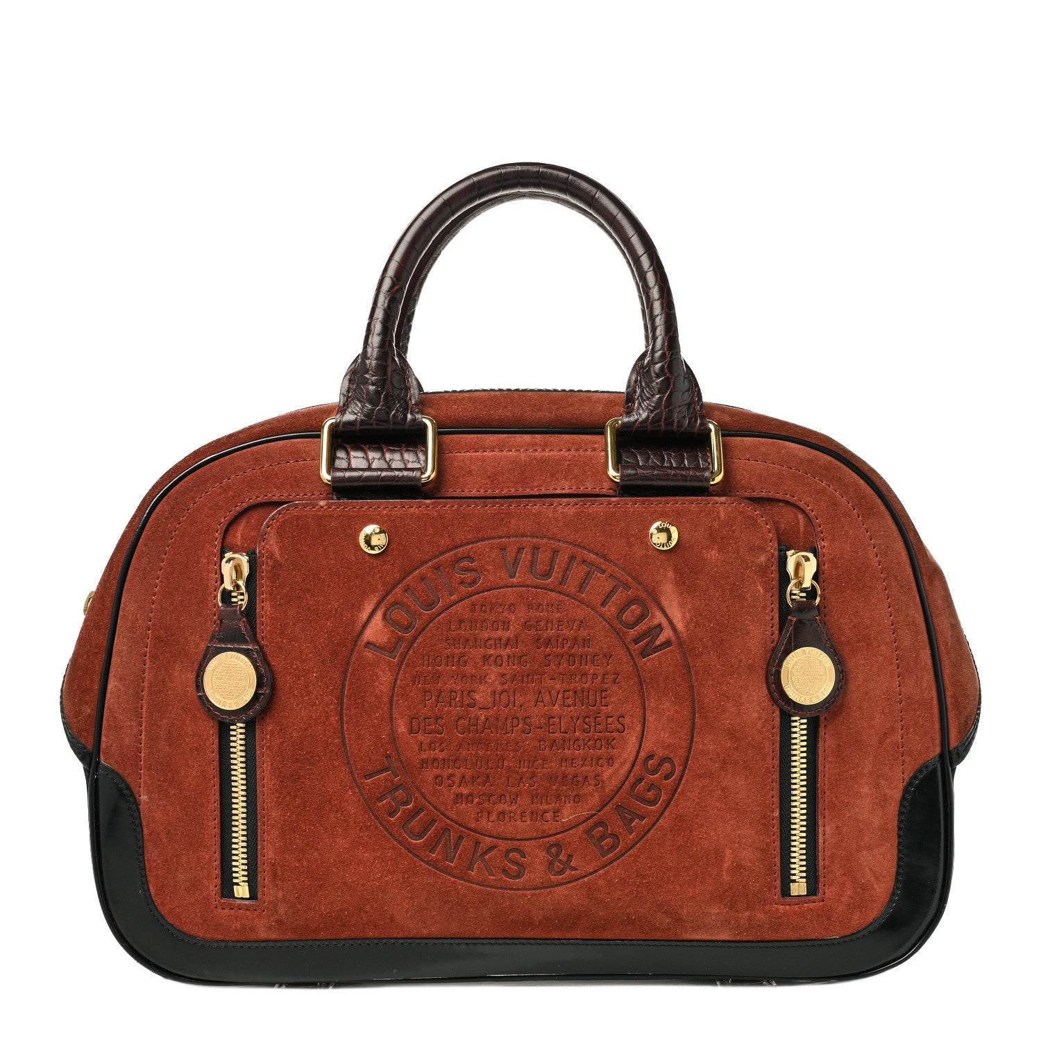 Louis Vuitton Suede Stamped Havane Bowler GM Brun 1 of 14