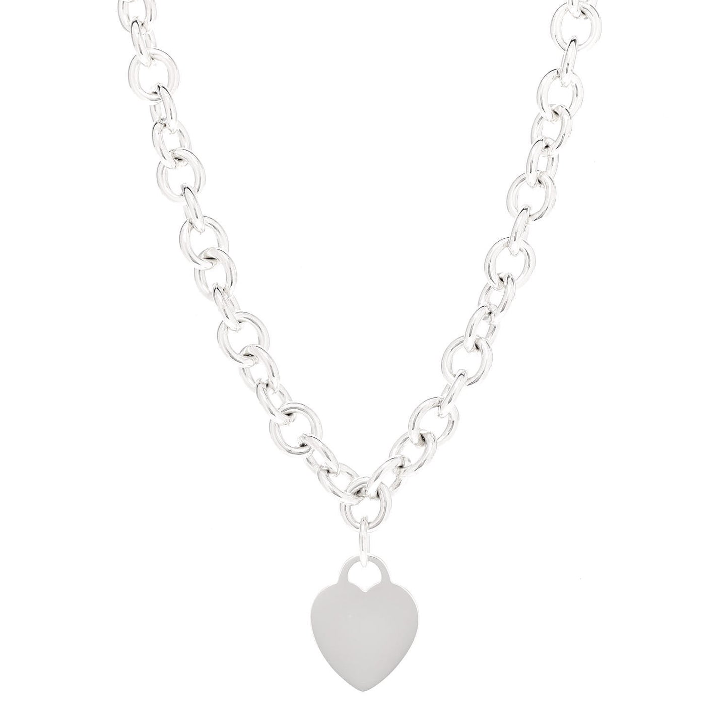 Sterling Silver Heart Tag Necklace