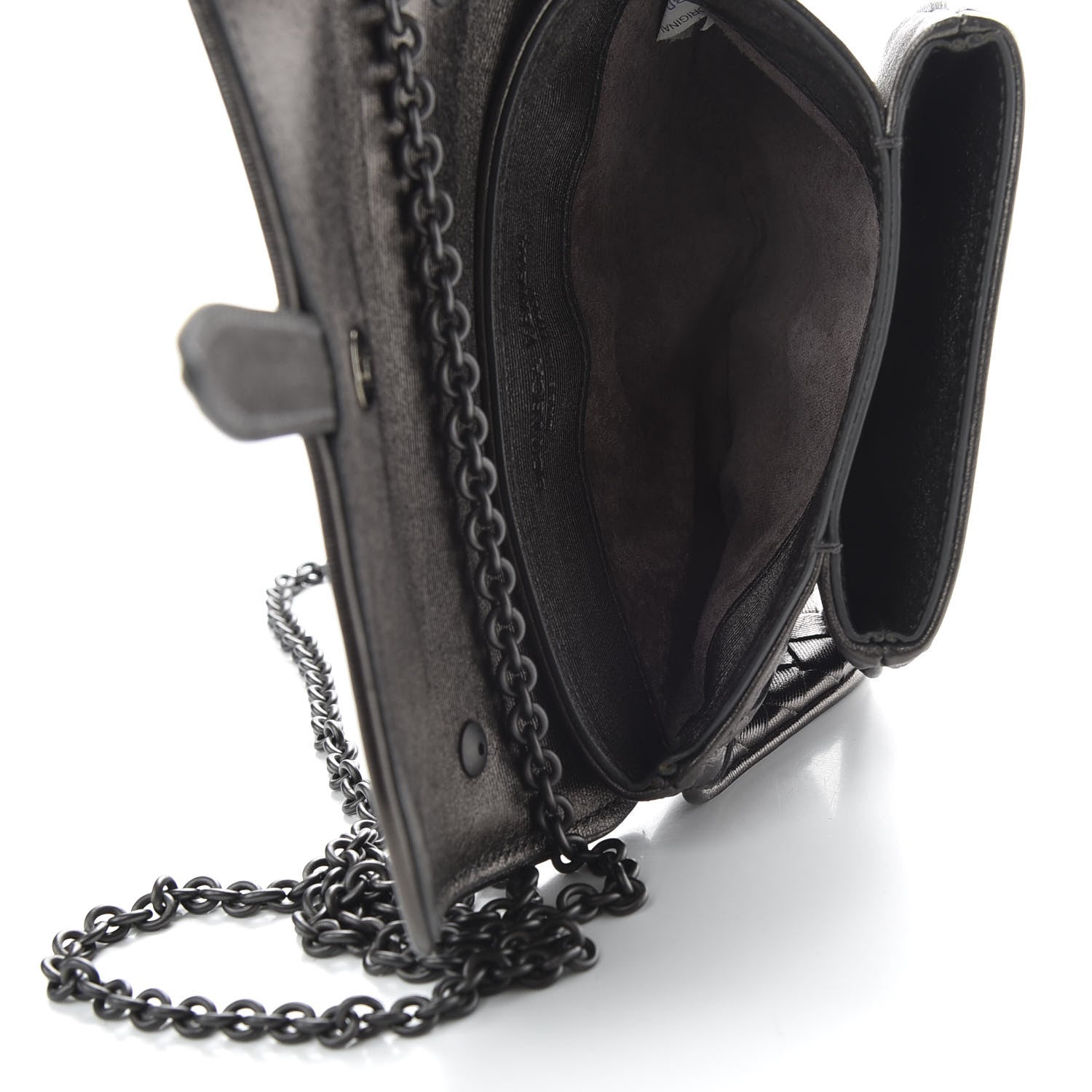Bottega Veneta Nappa Intrecciato Front Pocket Flap With Chain Dark Silver 5 of 9
