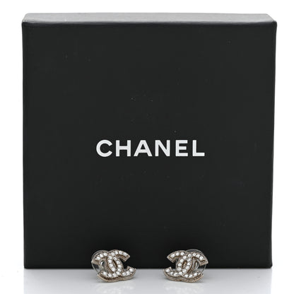 Chanel Crystal Mini CC Earrings Silver 5 of 5